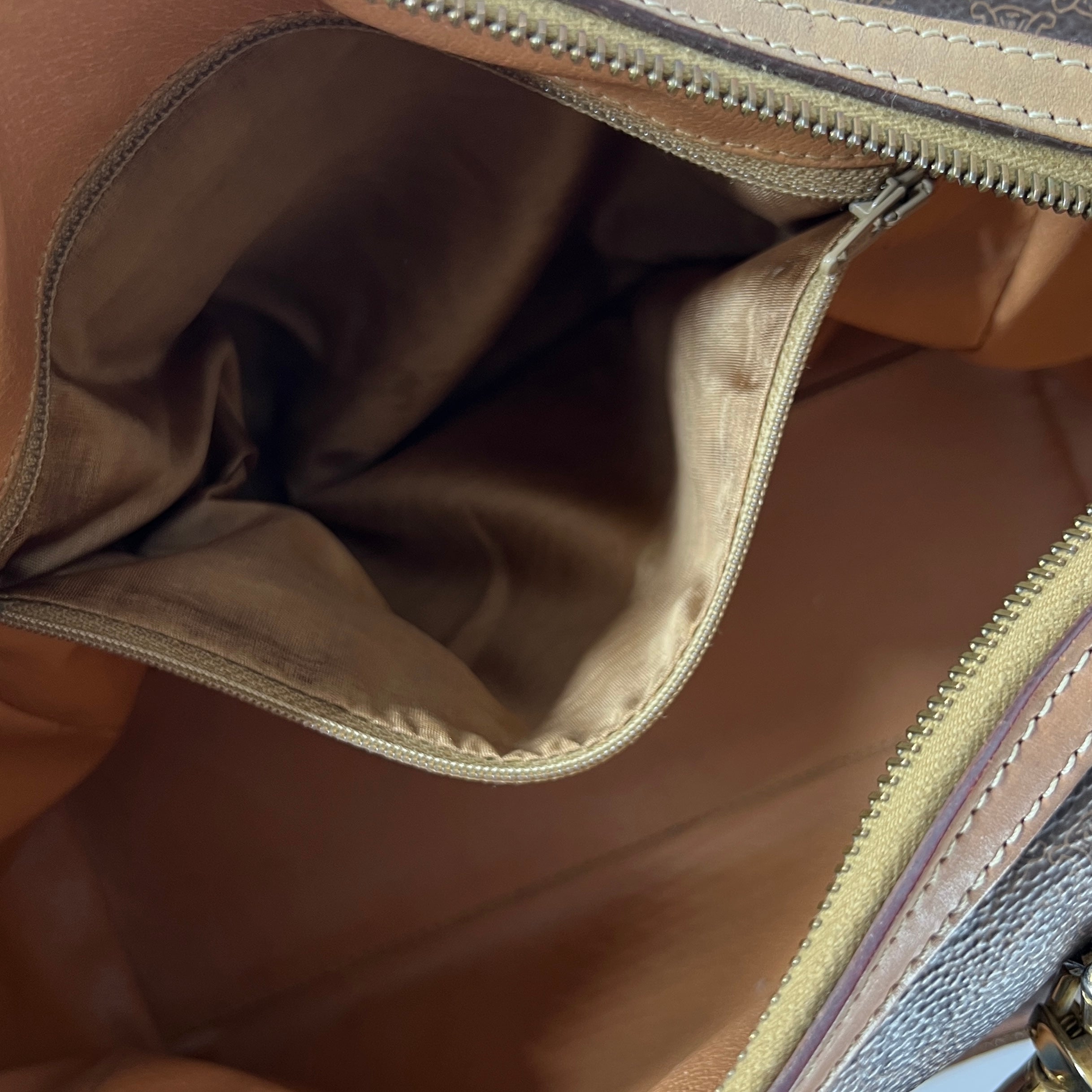 Sac à main CELINE Boston Strap toile et cuir marron
