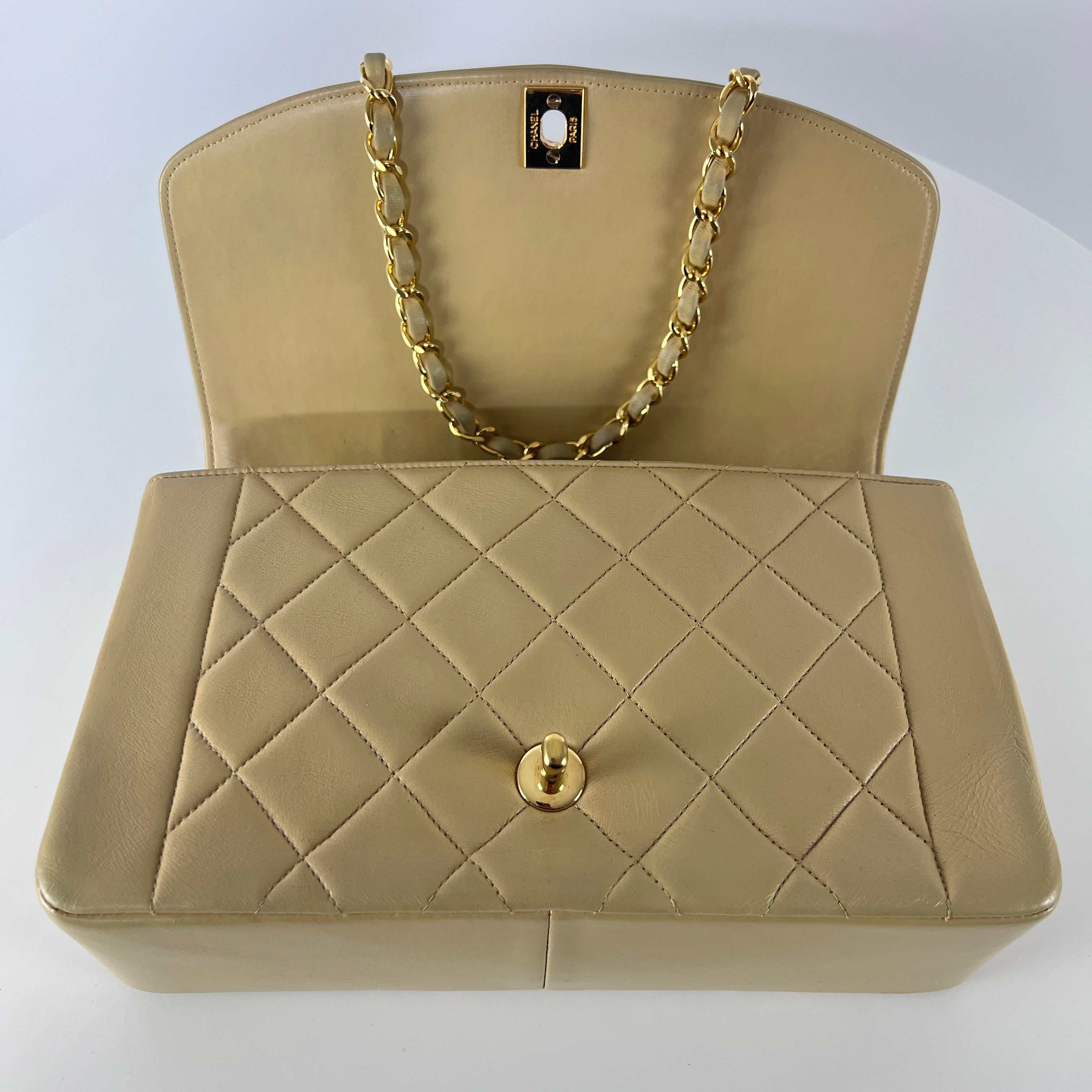 CHANEL Diana shoulder bag beige lambskin