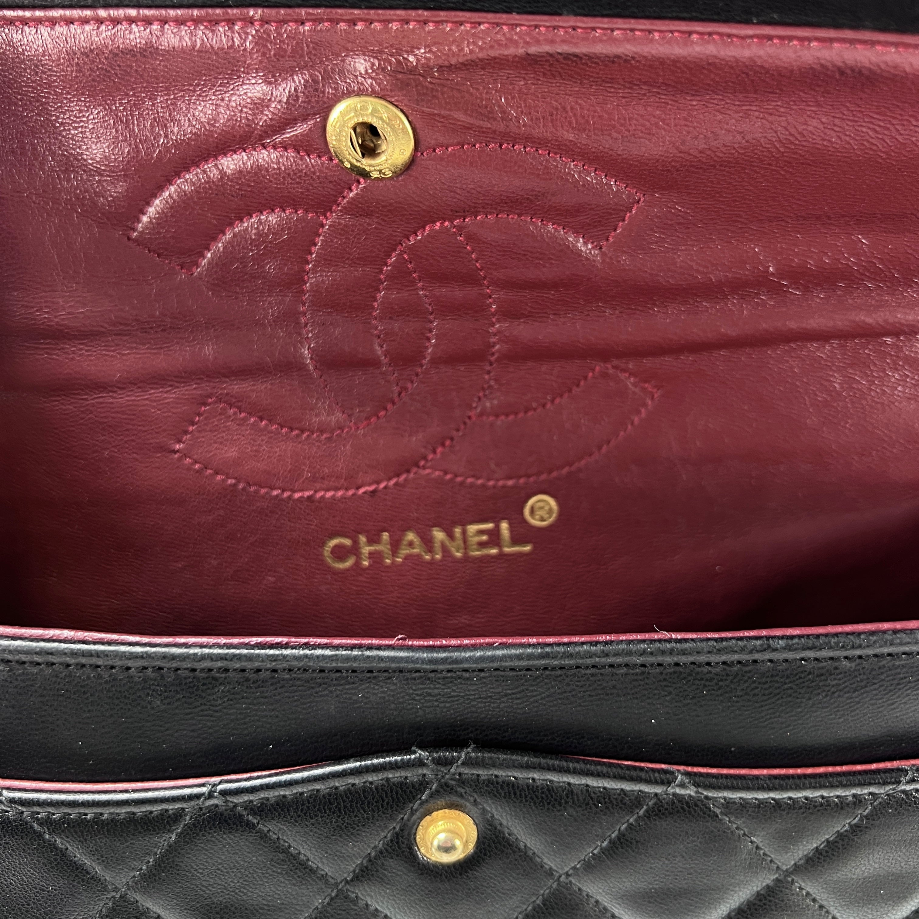 CHANEL Timeless Classic 23 Double Flap Black Leather Handbag