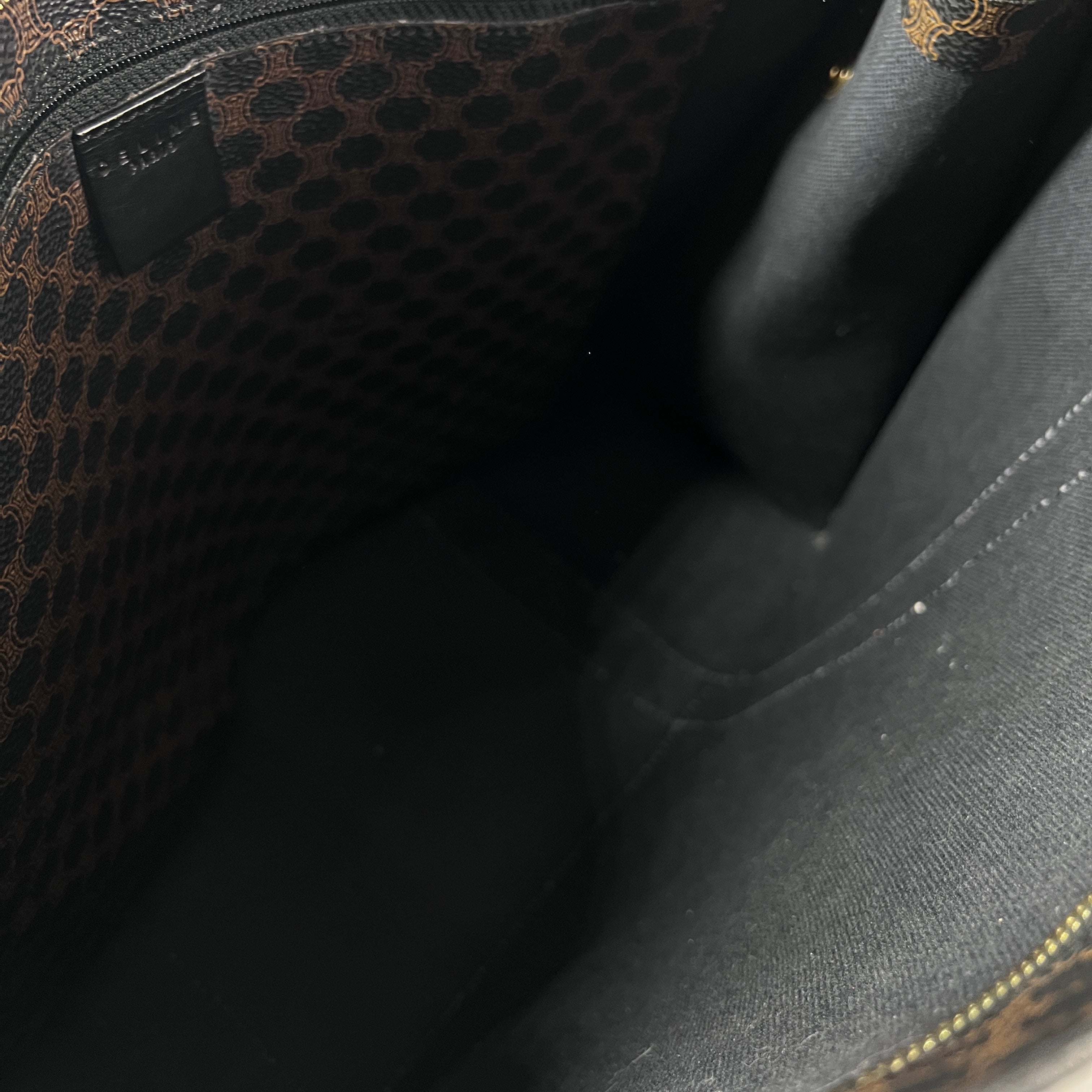Sac à main CELINE Tote toile et cuir marron