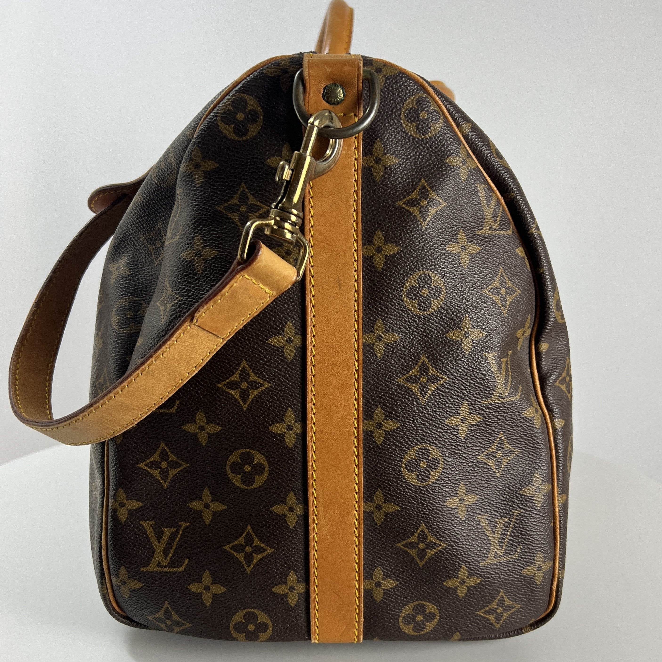 LOUIS VUITTON Keepall 50 canvas and brown leather handbag