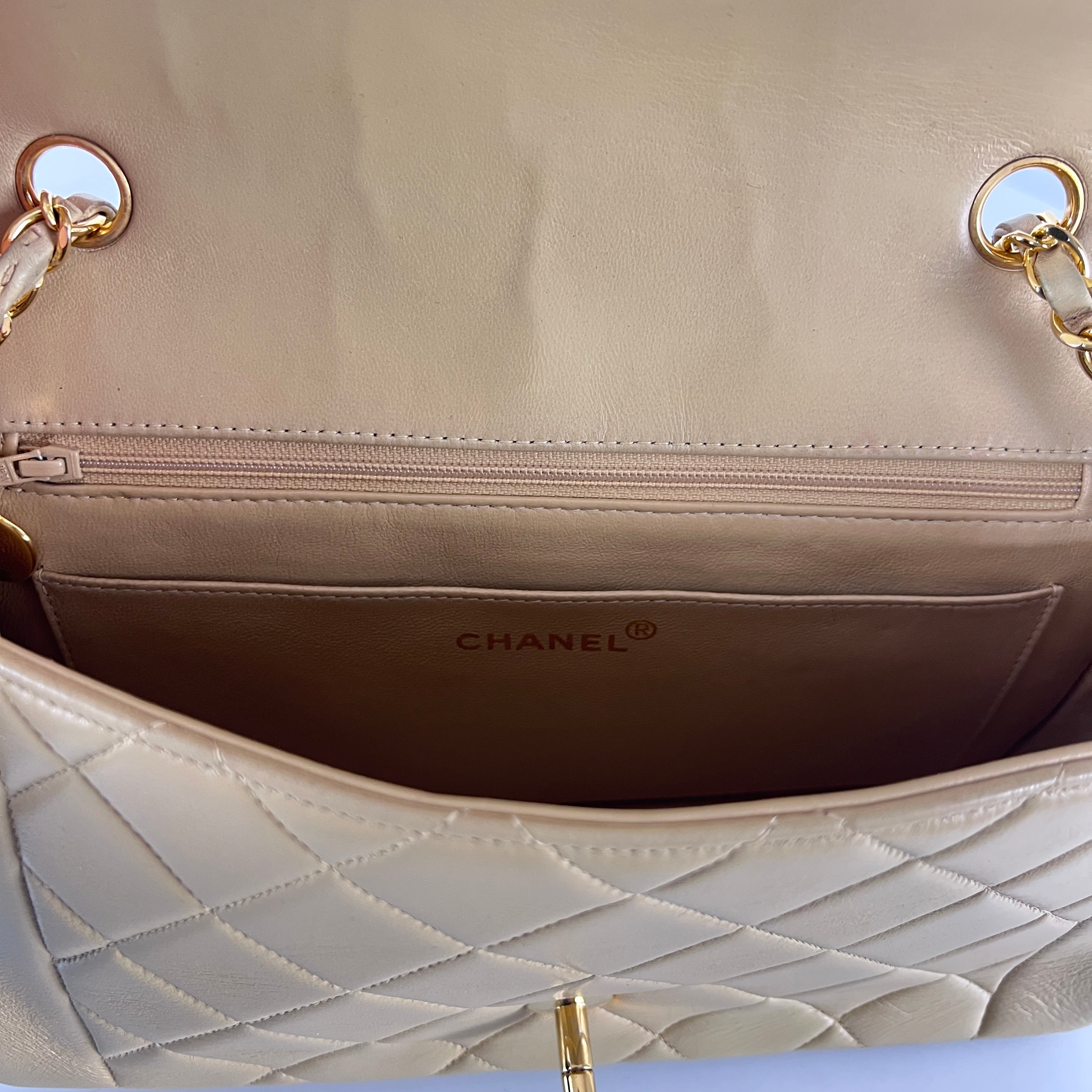 CHANEL Diana shoulder bag beige lambskin