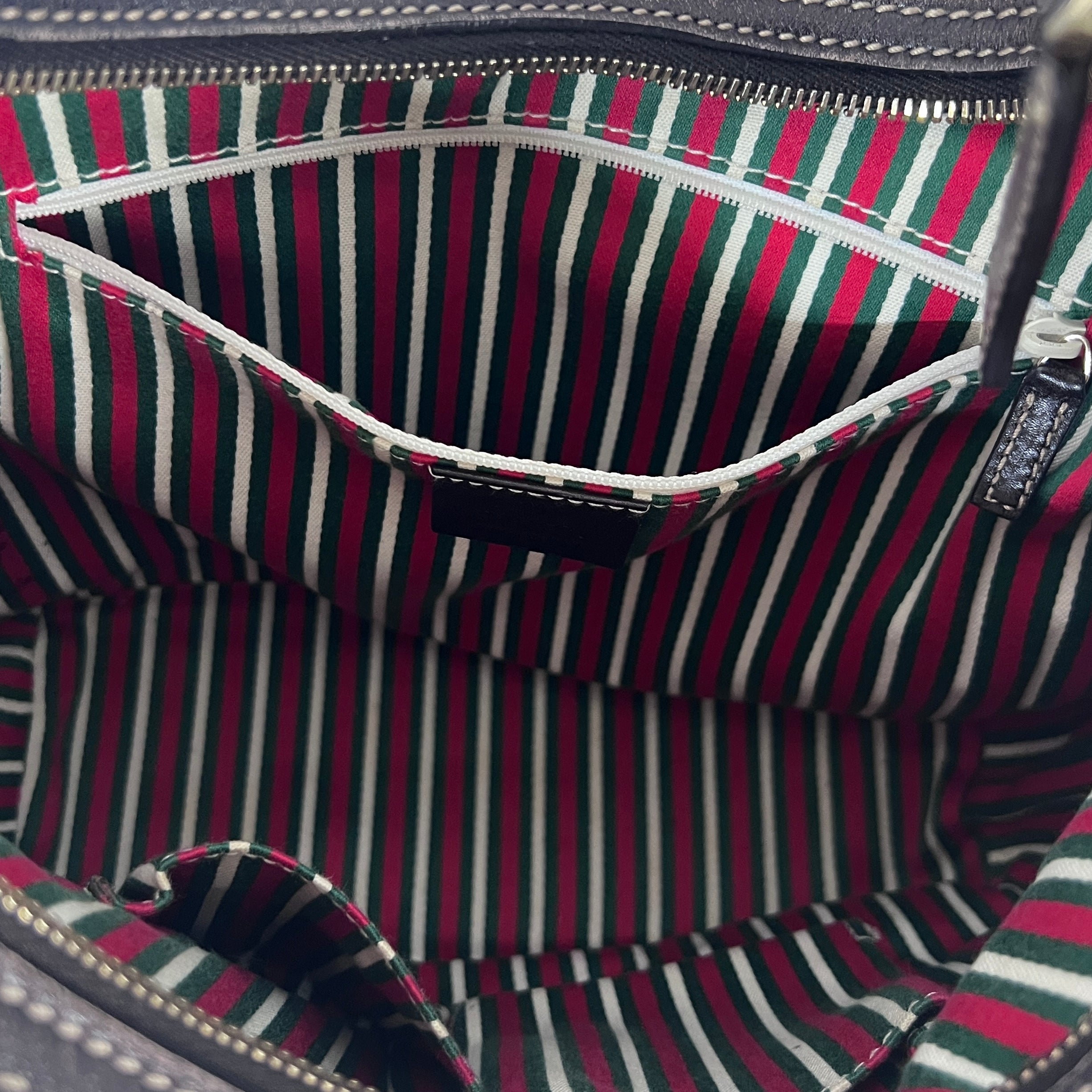 GUCCI Hobo handbag in brown canvas and leather