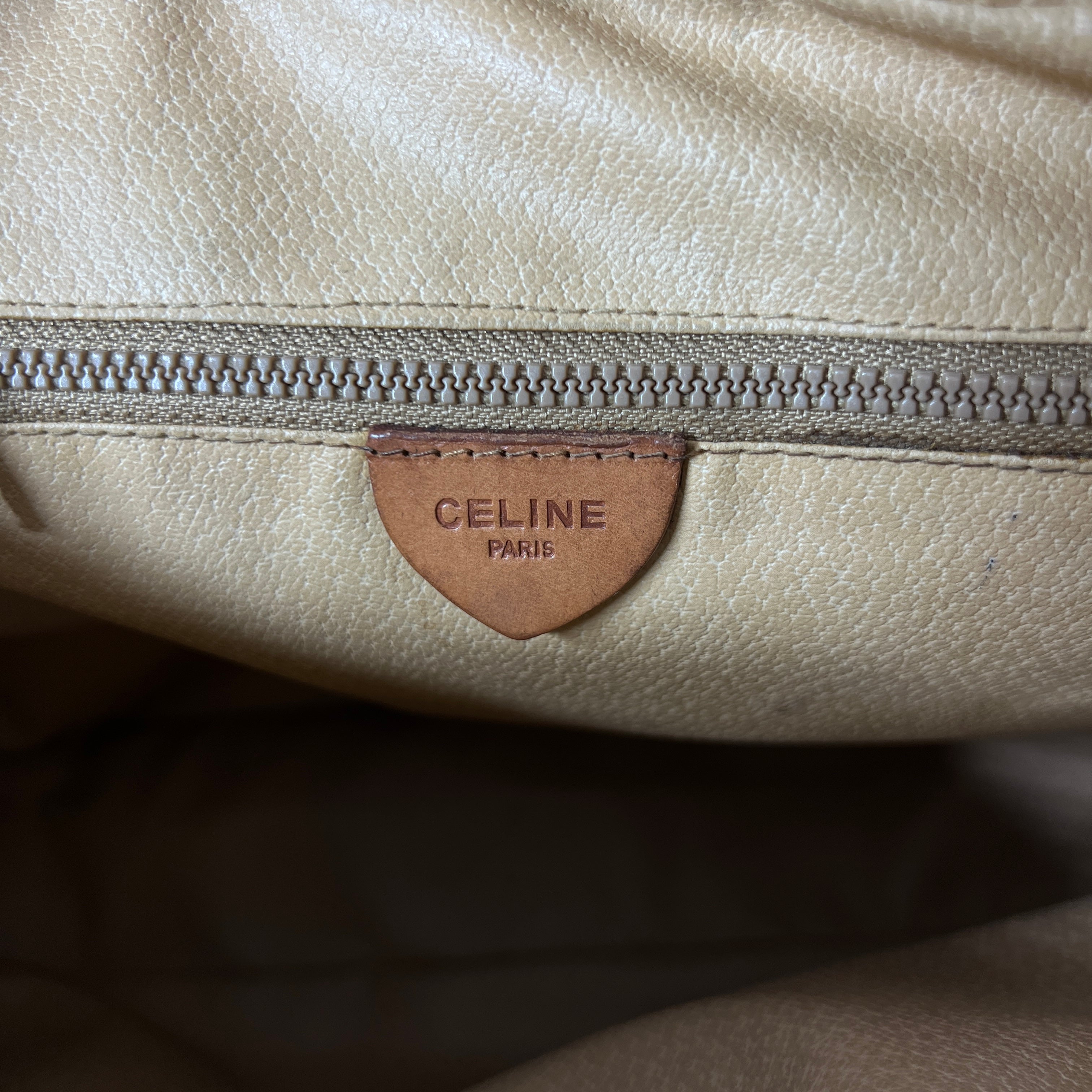 Sac à main CELINE Camera Strap toile et cuir marron