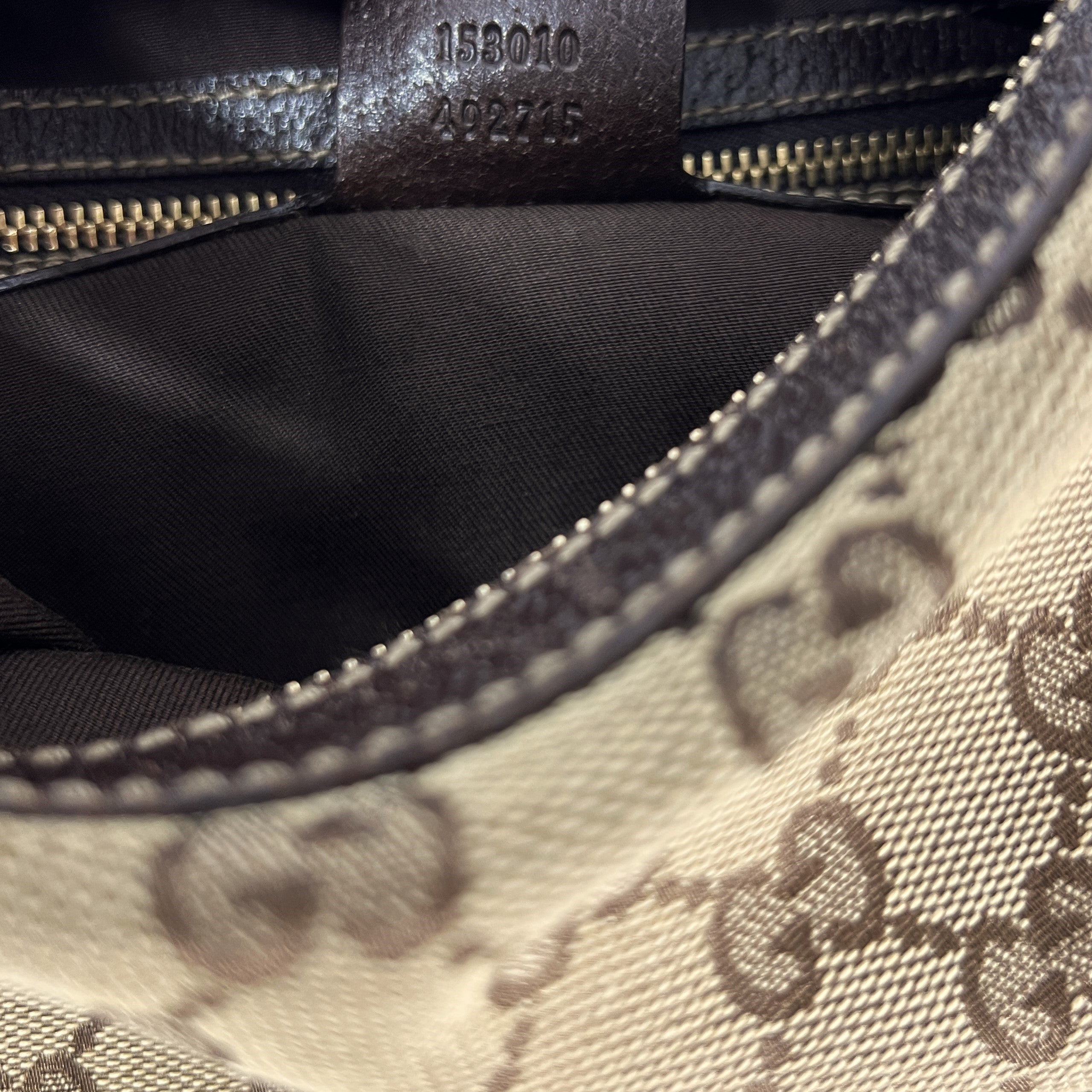 GUCCI Hobo handbag in brown canvas and leather