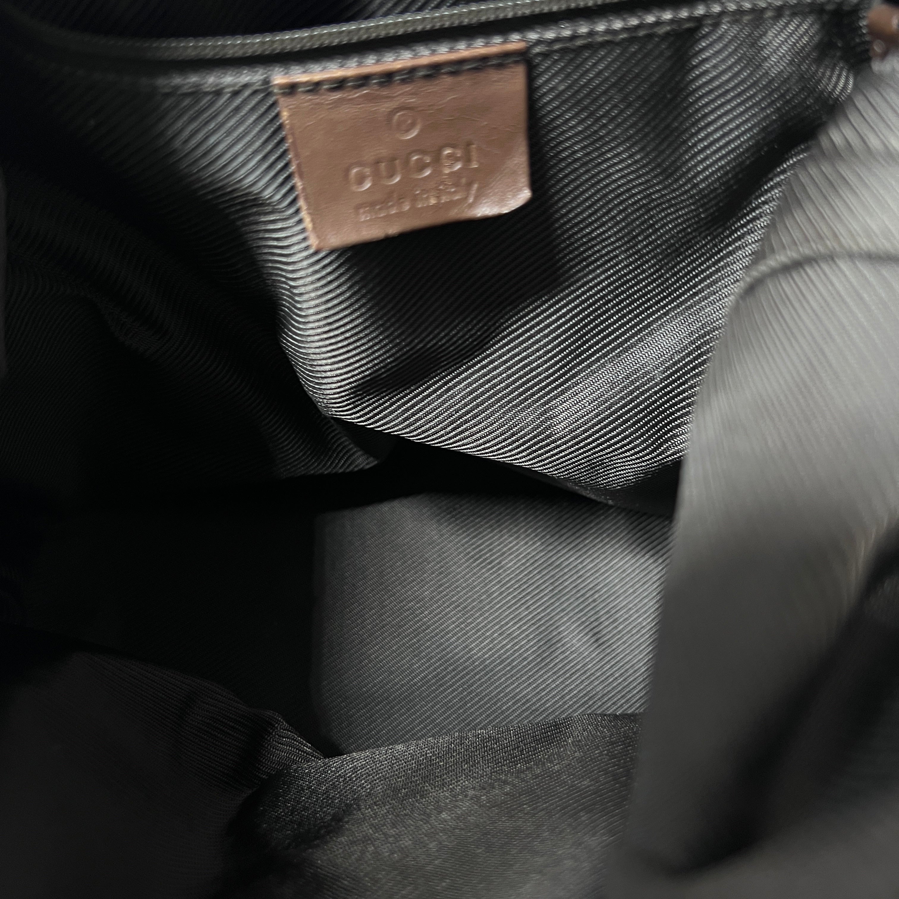 GUCCI Hobo handbag in brown canvas and leather