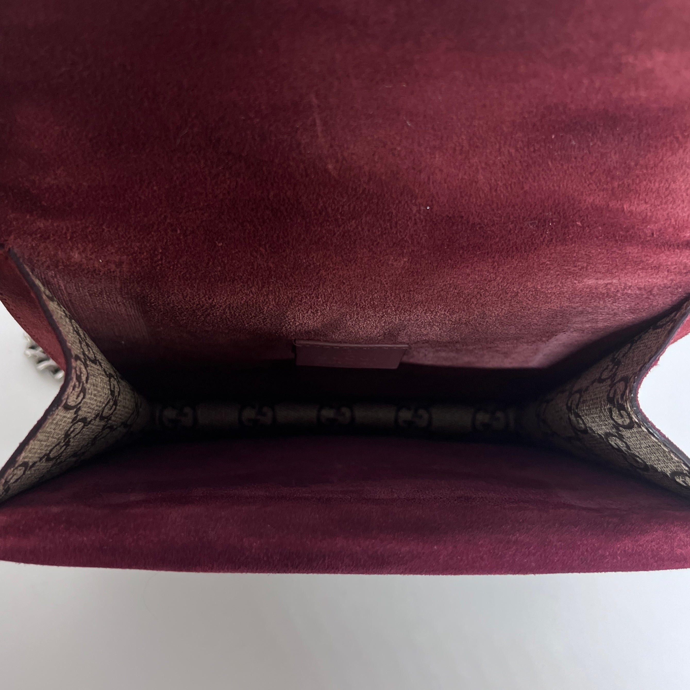 GUCCI Dionysus canvas and brown leather handbag