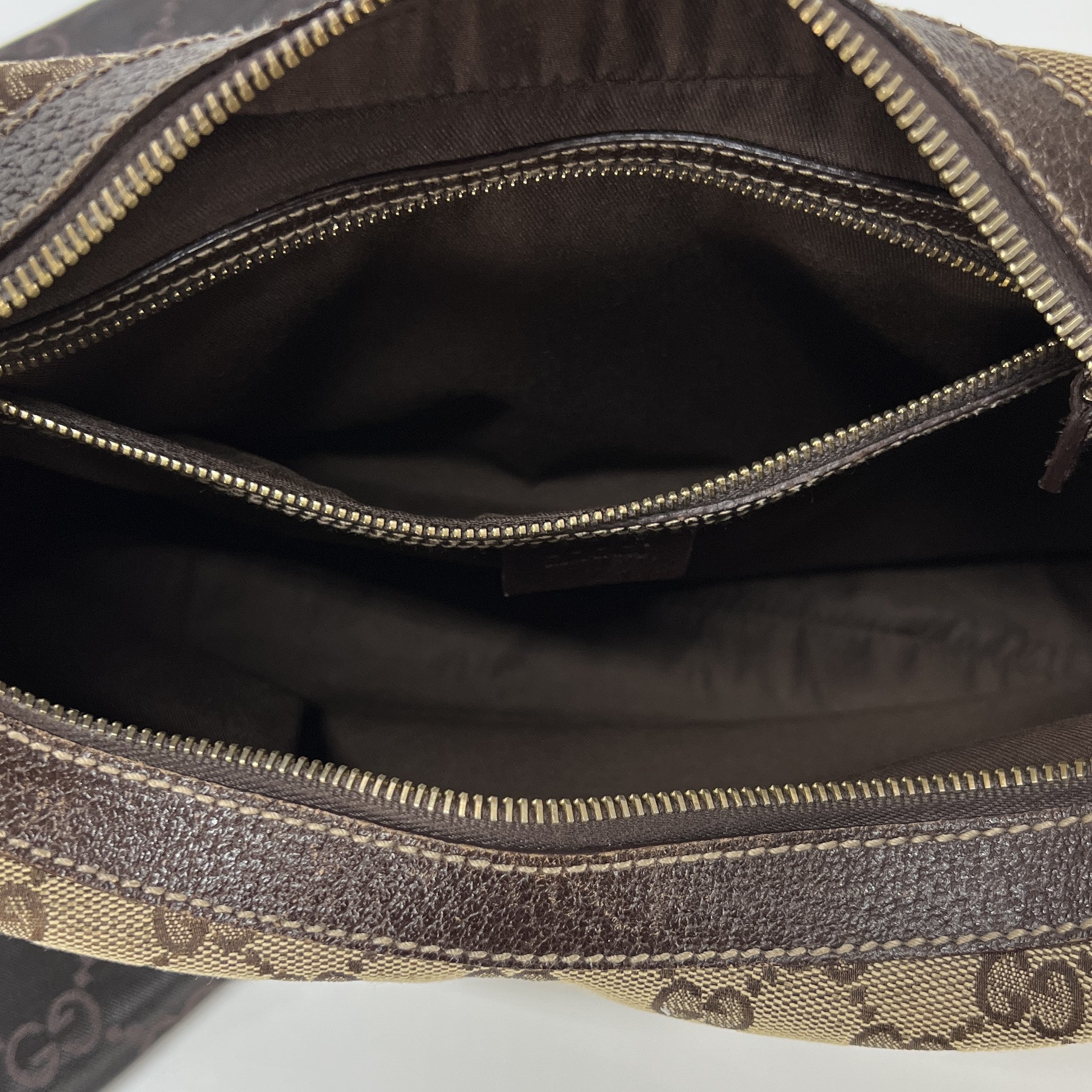 GUCCI Hobo handbag in brown canvas and leather