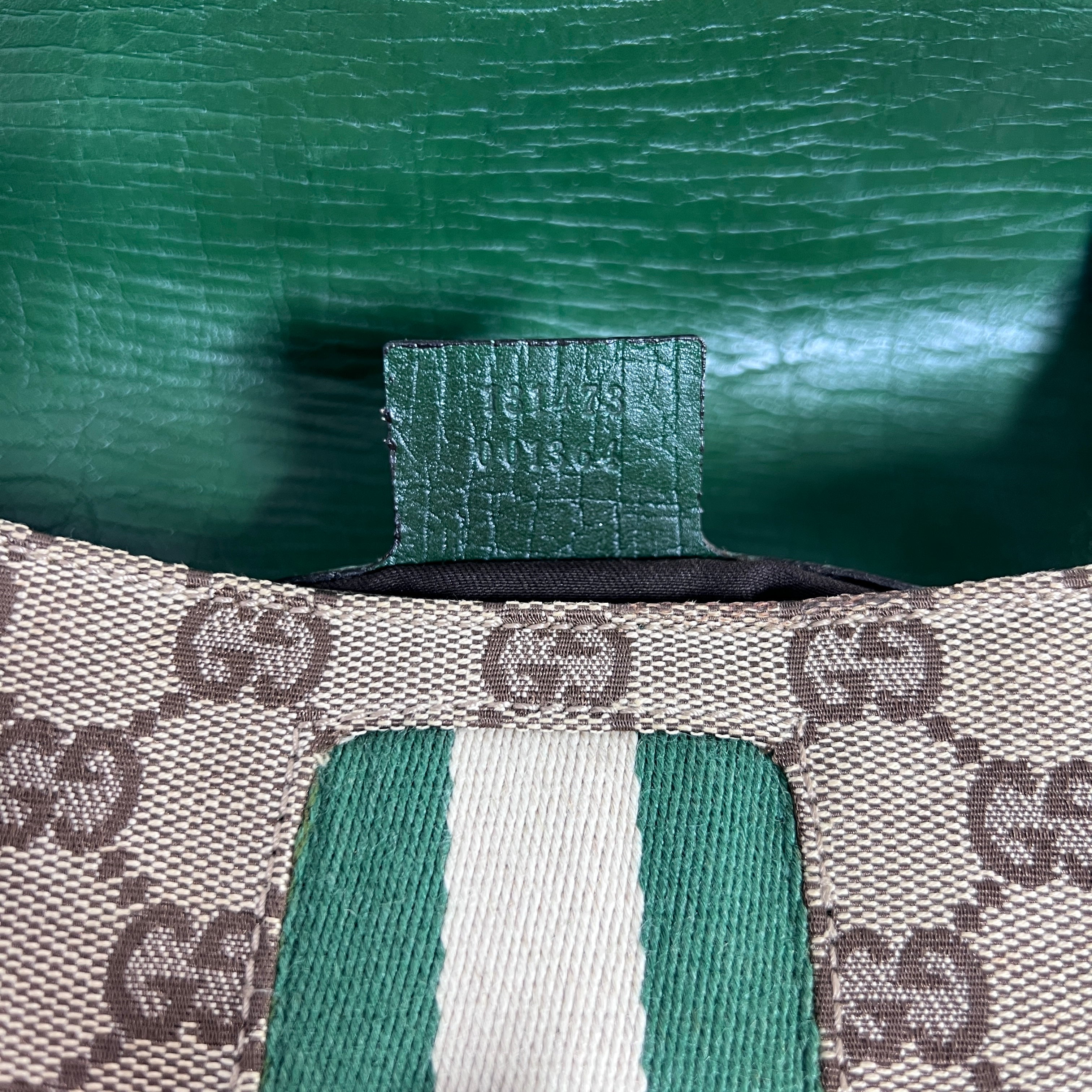GUCCI Horsebit two-tone canvas and leather handbag