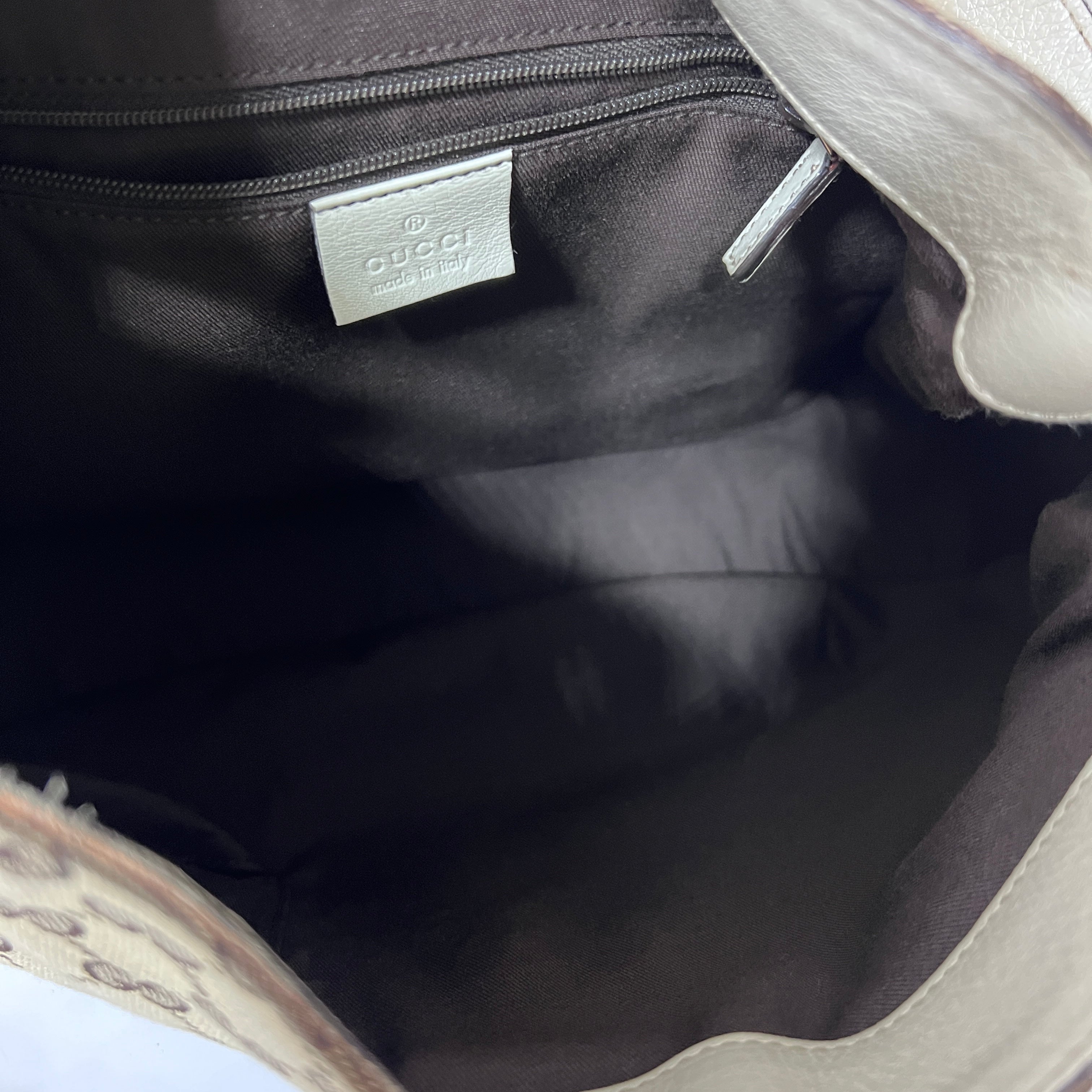 GUCCI Hobo handbag in beige canvas and leather