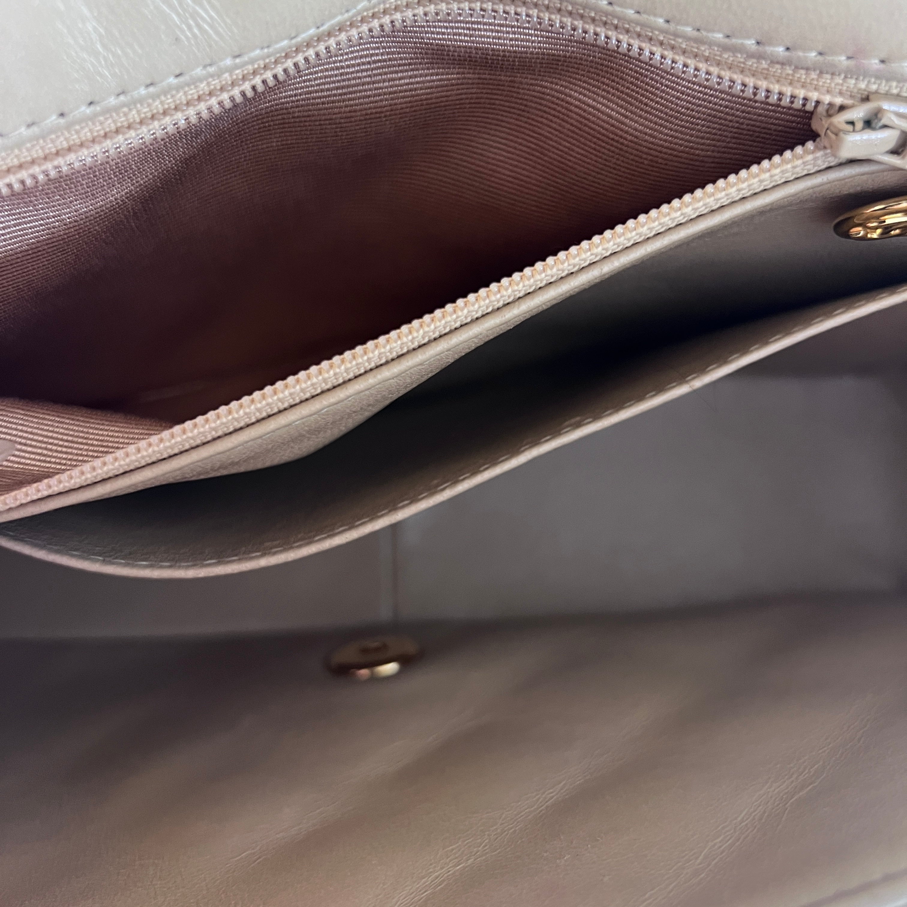 CHANEL Diana shoulder bag beige lambskin