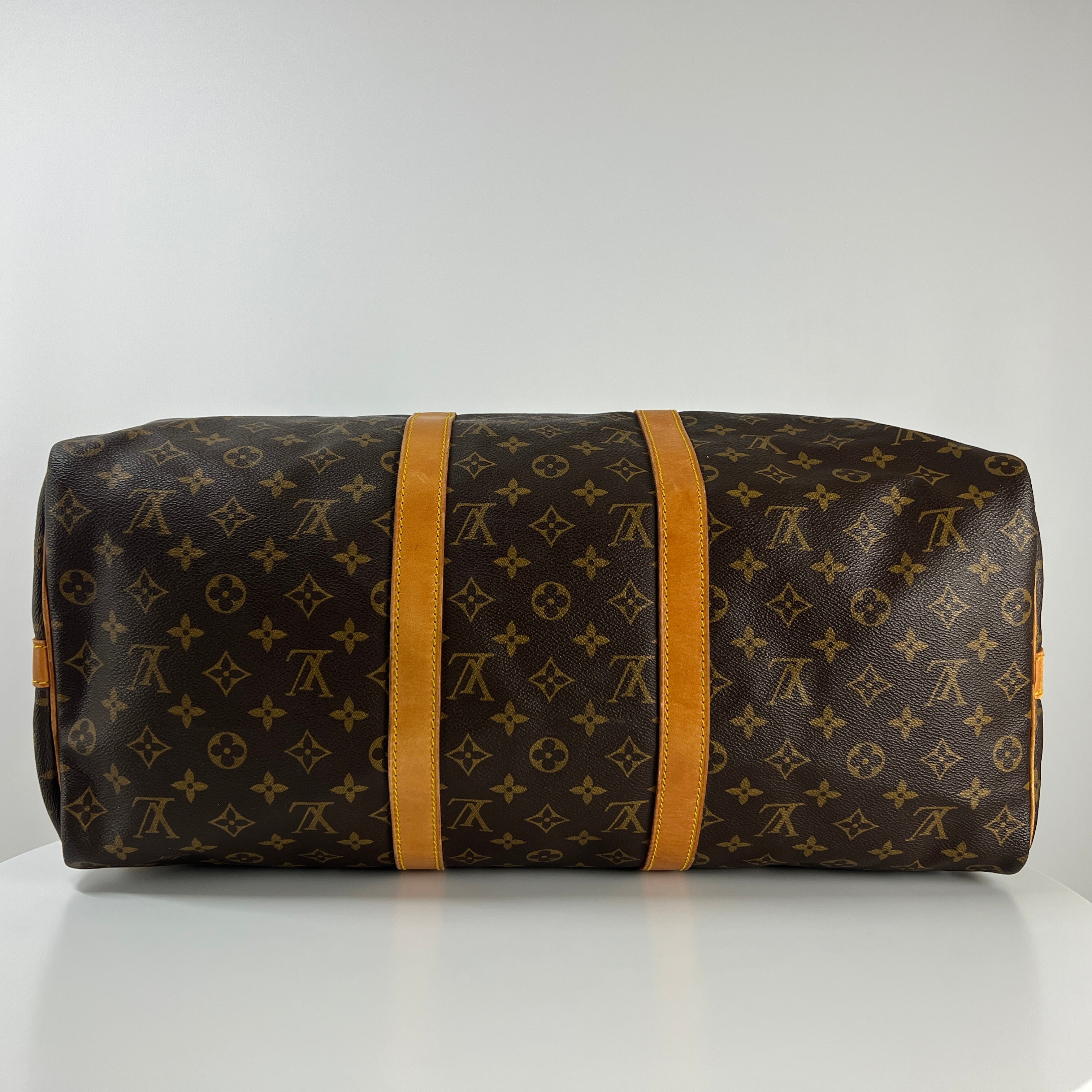 LOUIS VUITTON Keepall 50 canvas and brown leather handbag