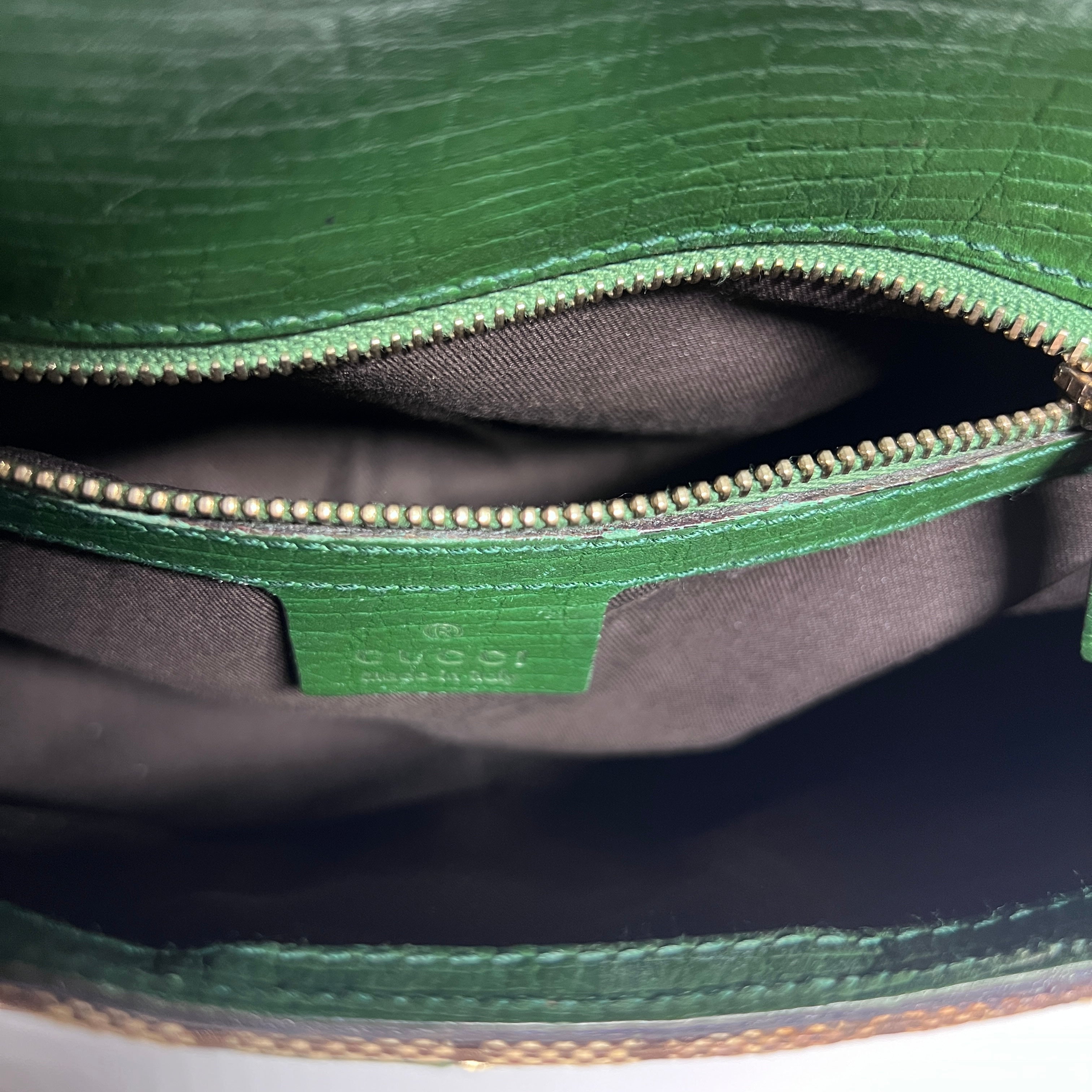 GUCCI Horsebit two-tone canvas and leather handbag