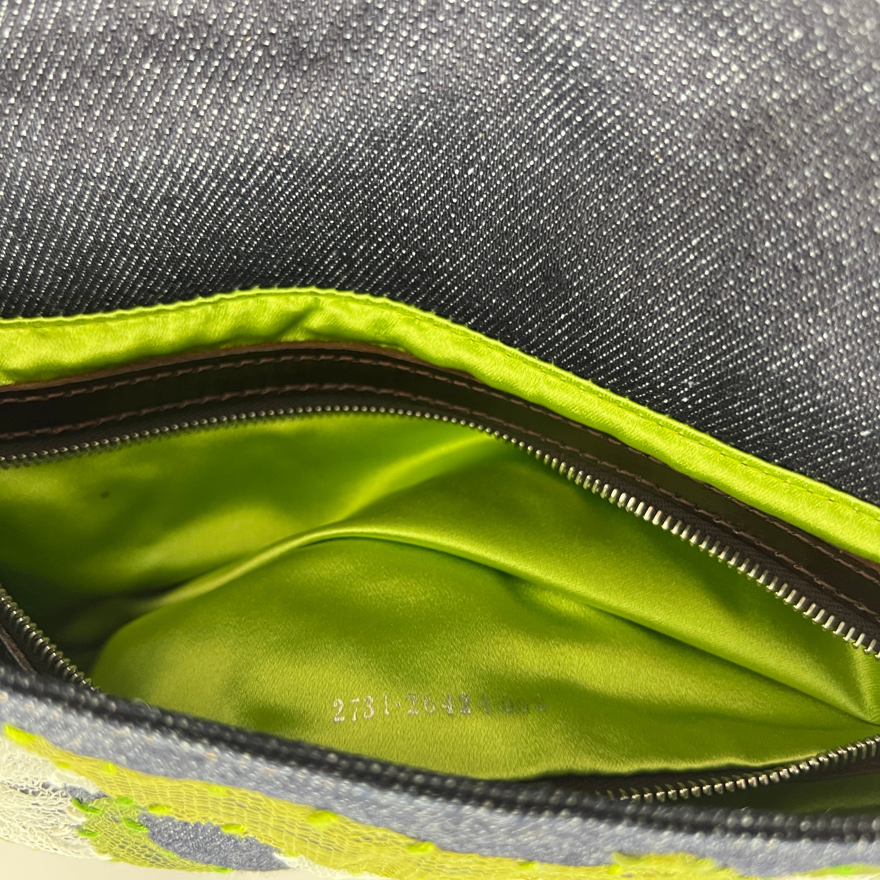 Sac à main FENDI Mamma Baguette denim bleu
