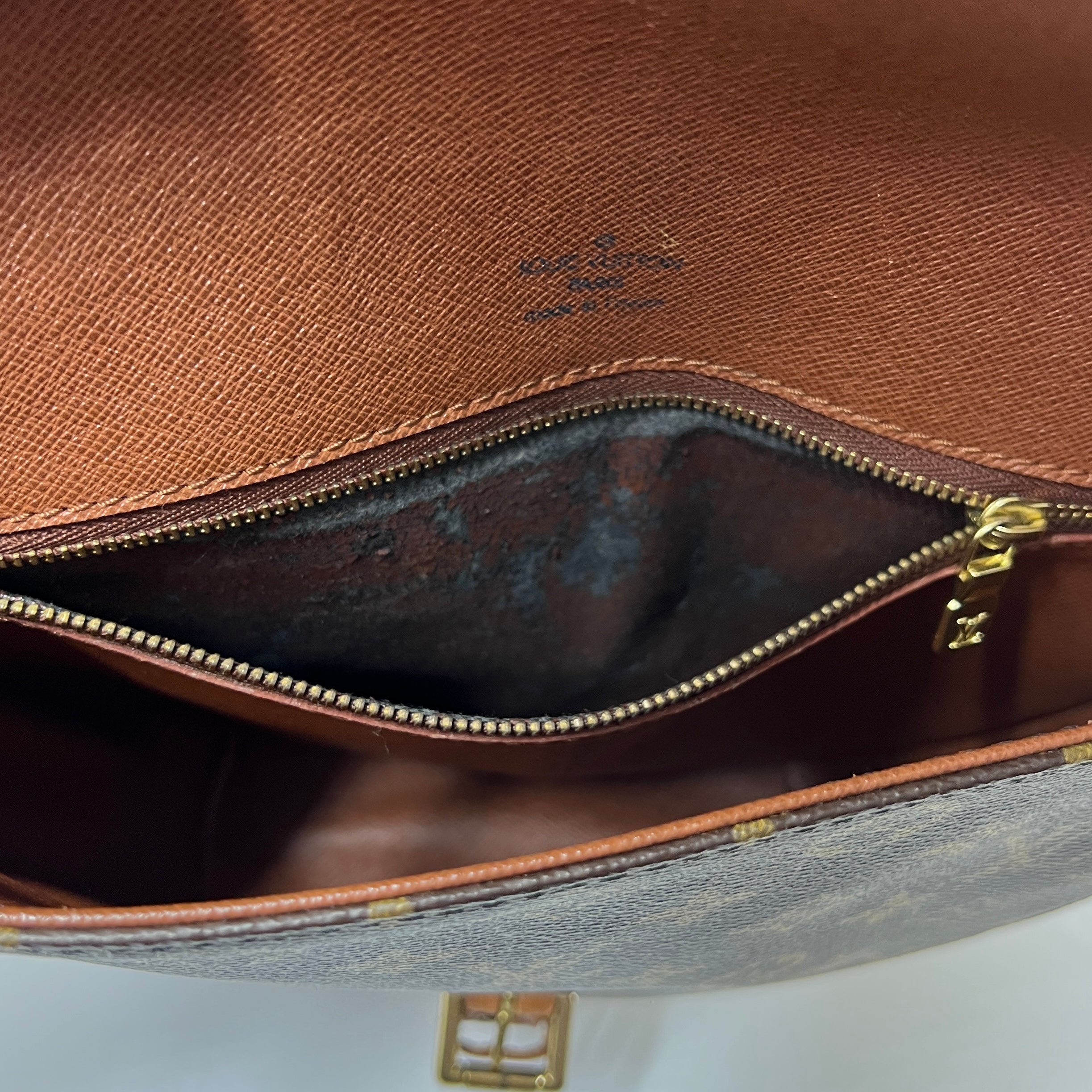 LOUIS VUITTON Chantilly canvas and brown leather handbag