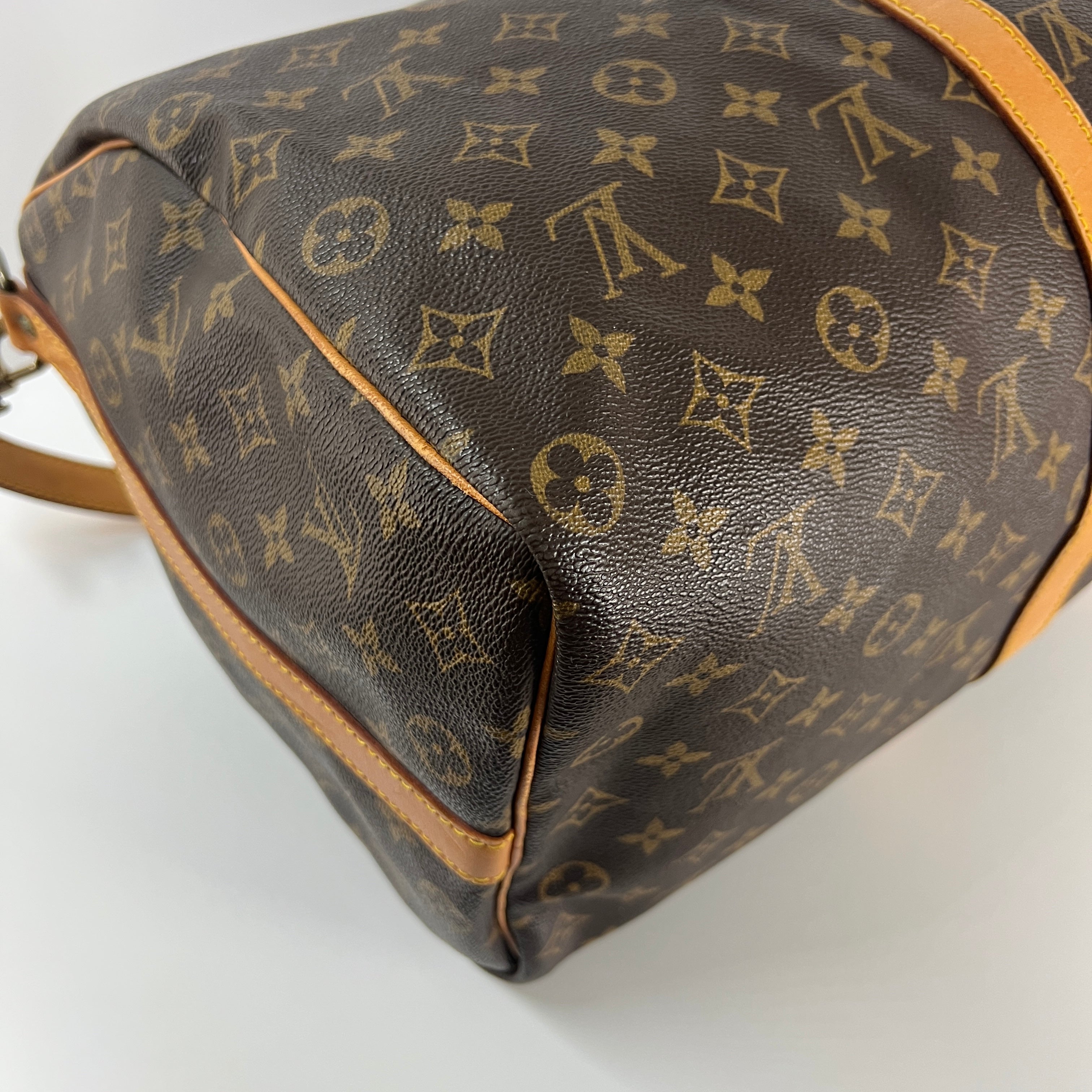 LOUIS VUITTON Keepall 50 canvas and brown leather handbag