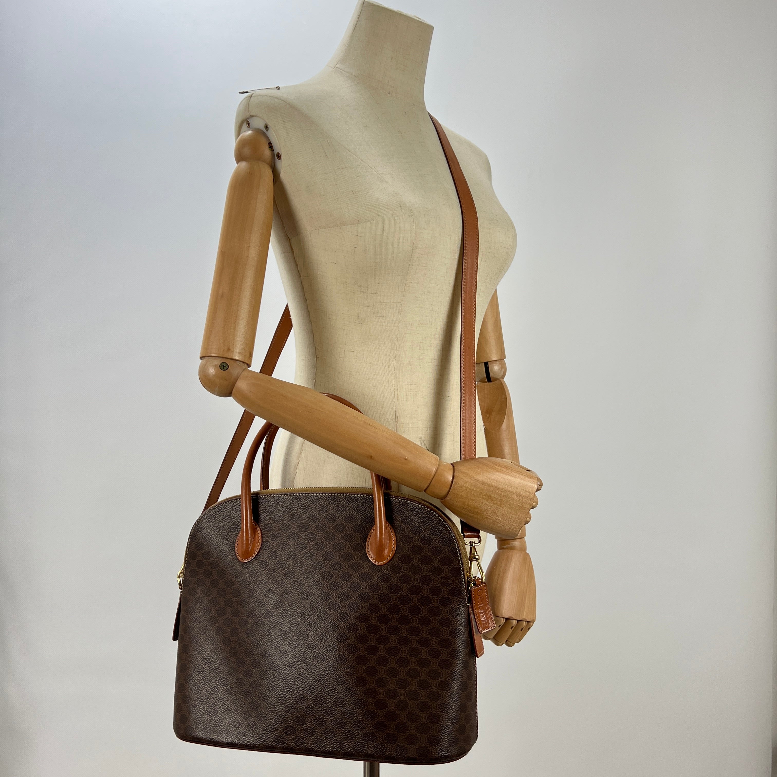 Sac à main CELINE toile et cuir marron