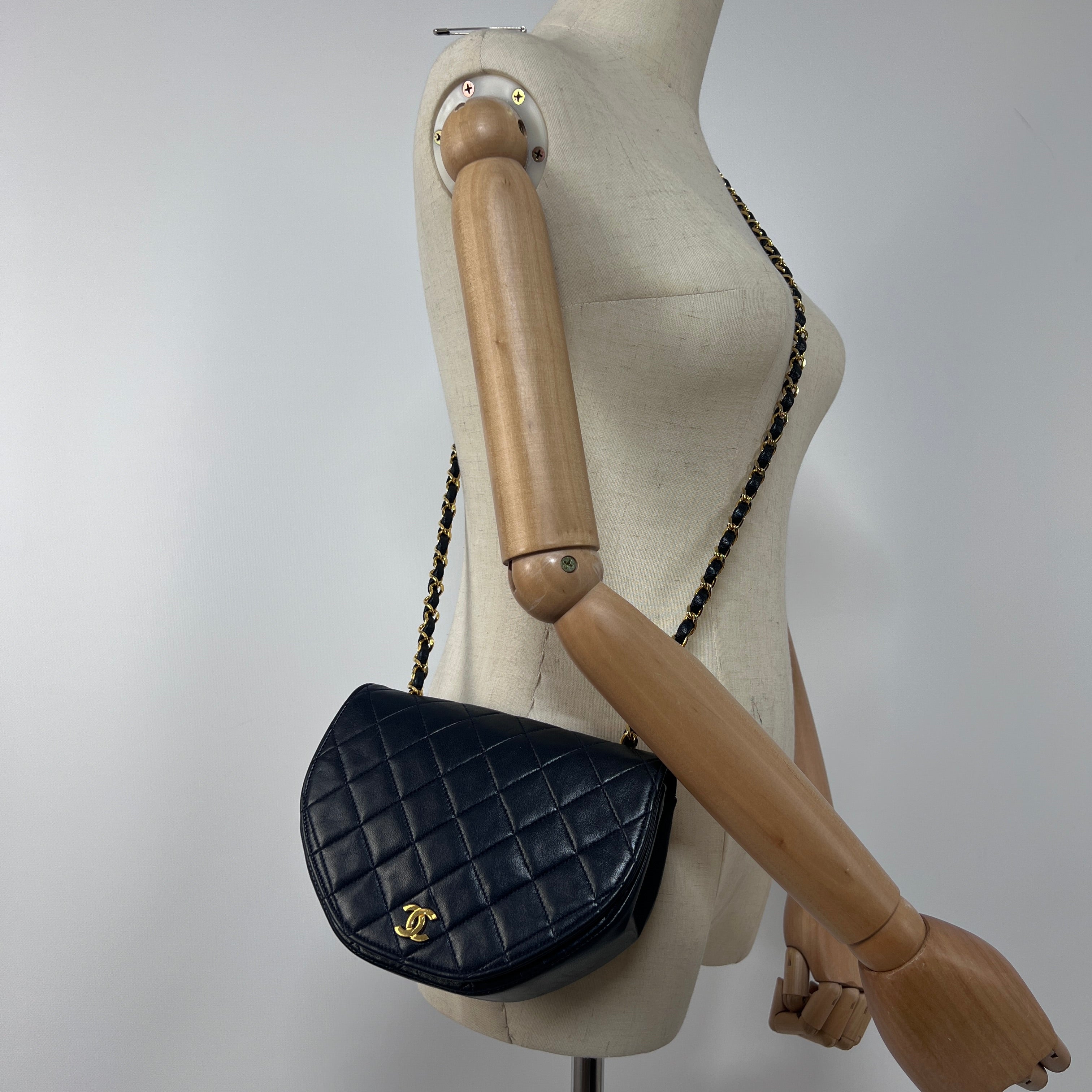 CHANEL Half-Moon navy leather handbag