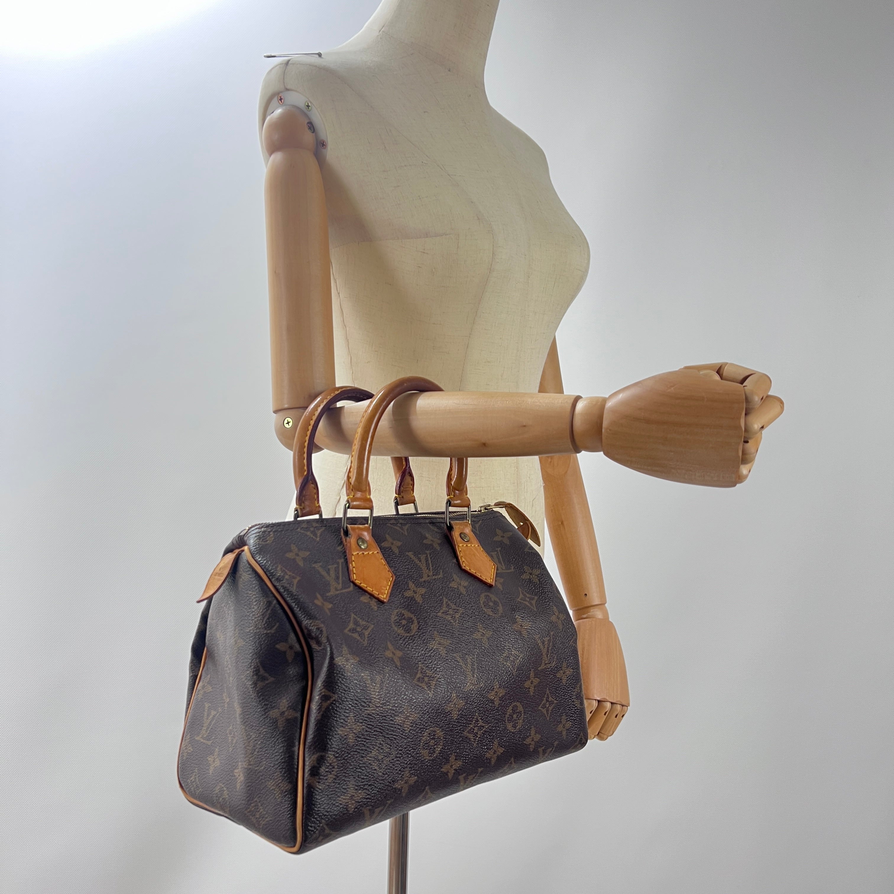 Sac à main LOUIS VUITTON Speedy 25 toile et cuir marron