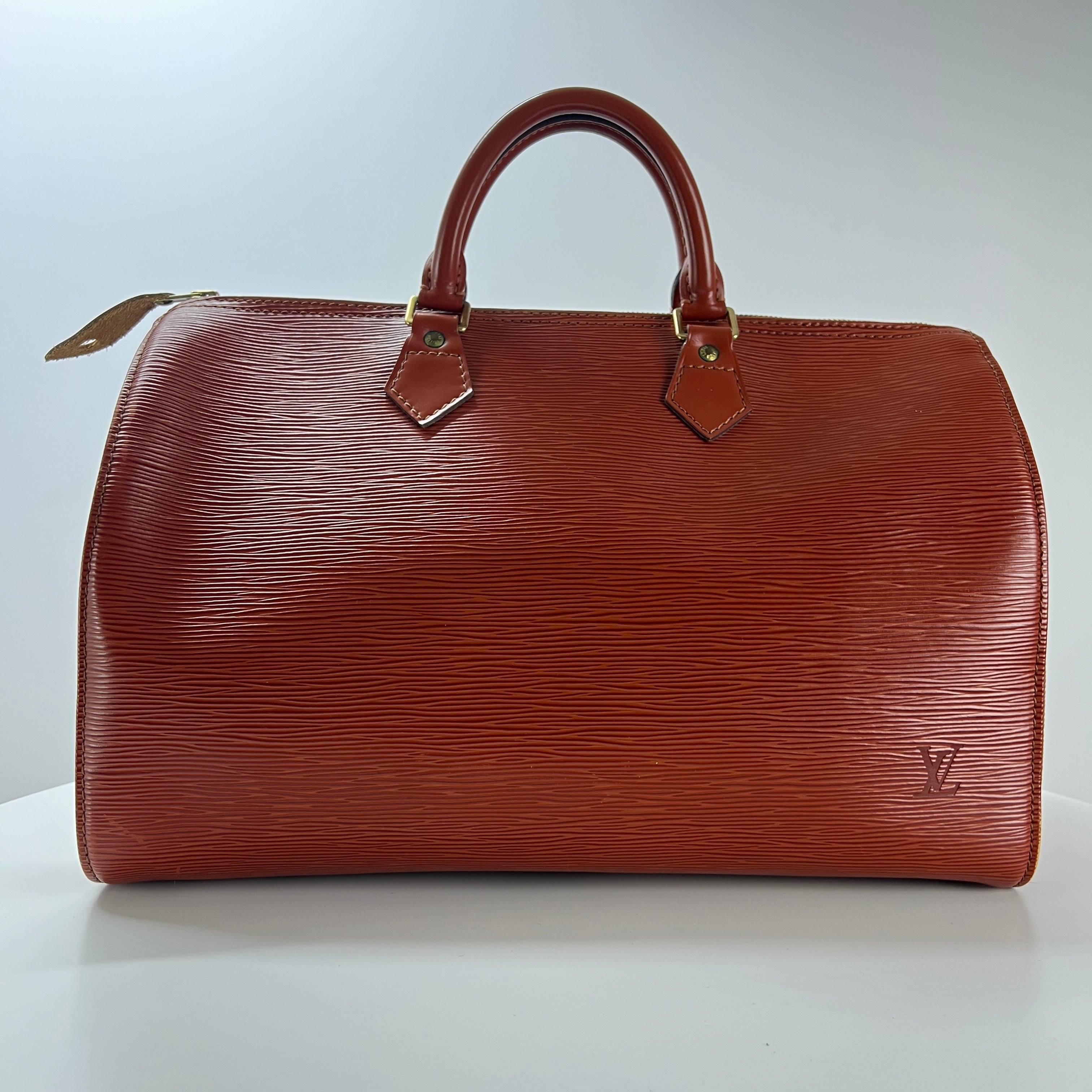 LOUIS VUITTON Speedy 35 handbag in brown epi leather
