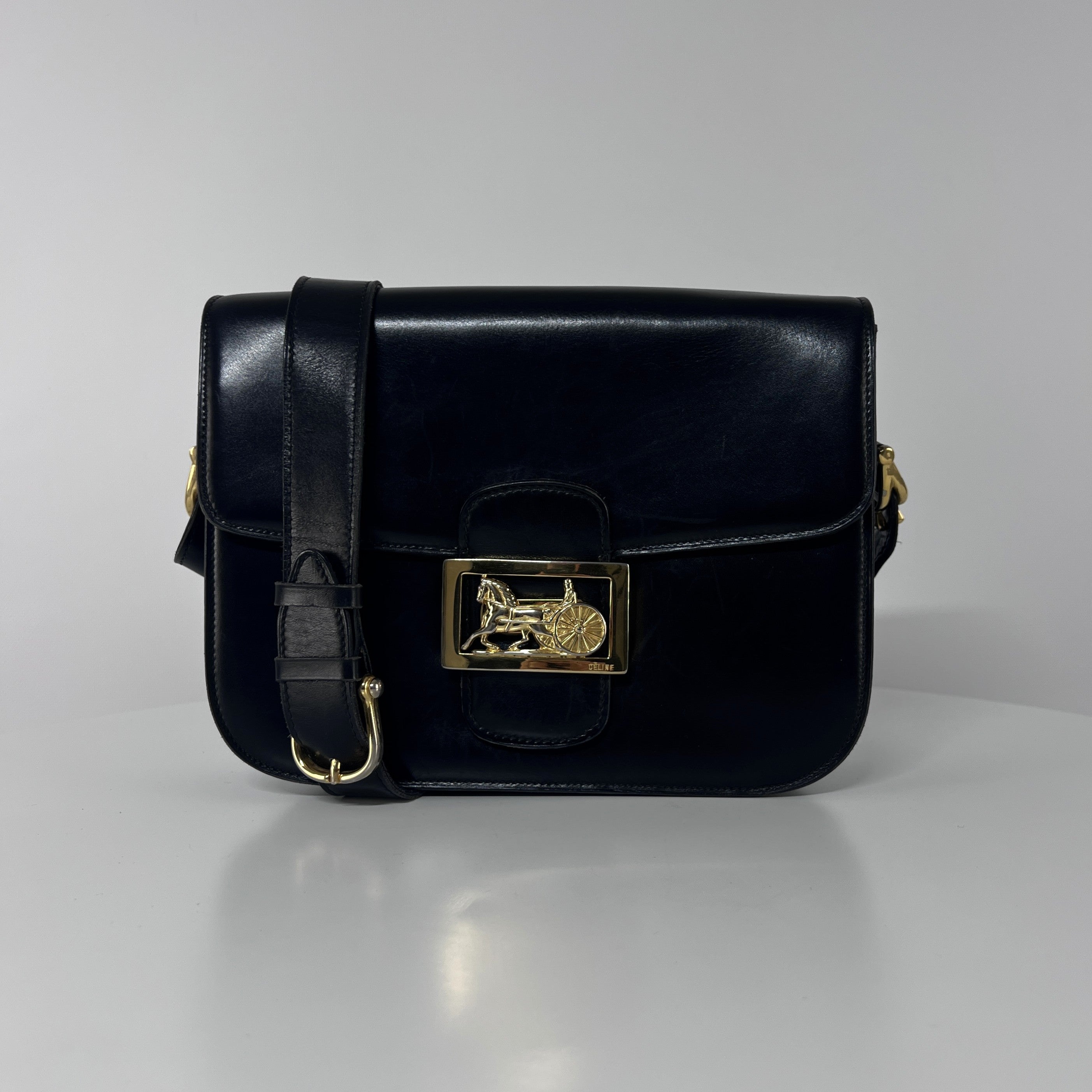 CELINE Triomphe black leather handbag