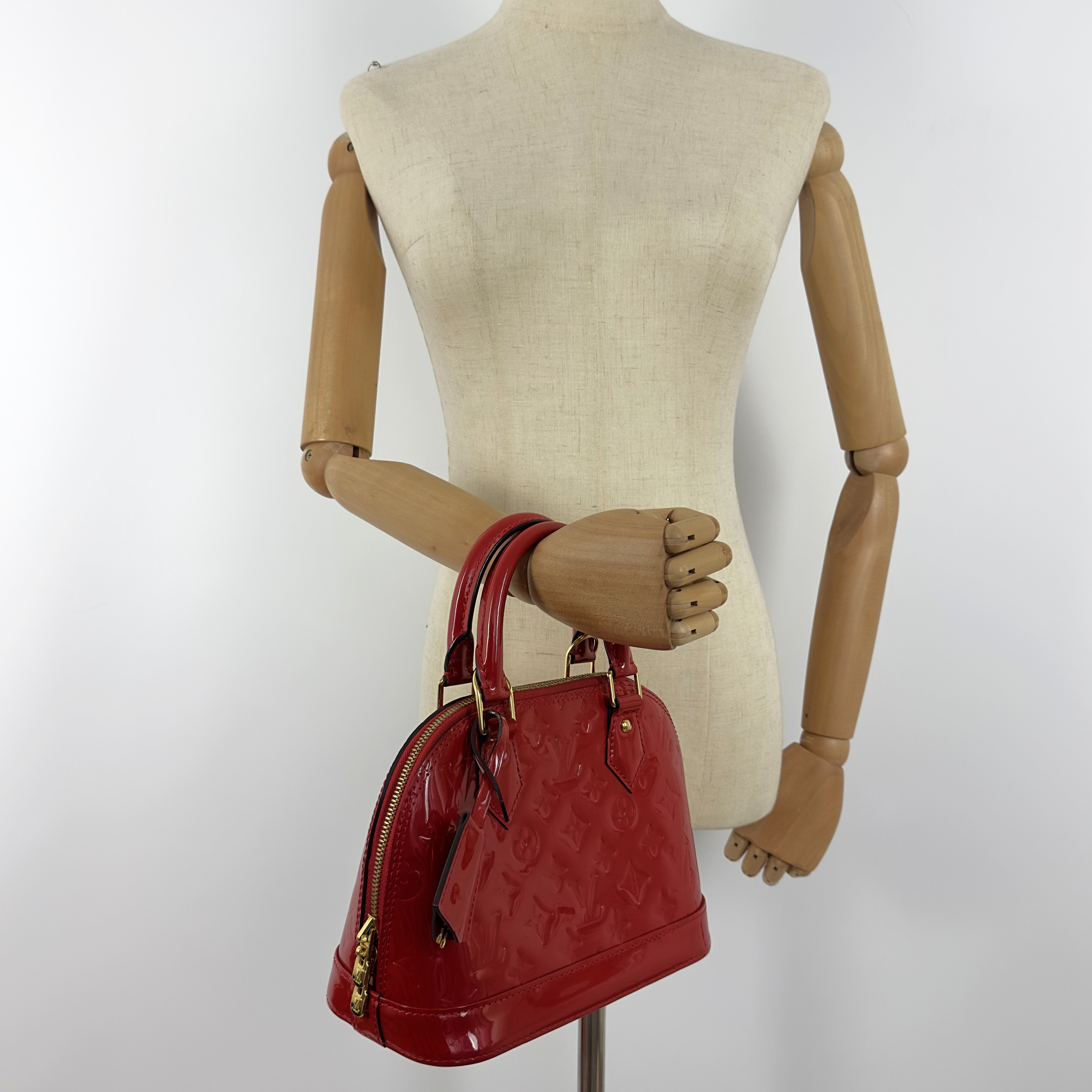 LOUIS VUITTON Alma BB Shoulder Bag Red Patent Leather