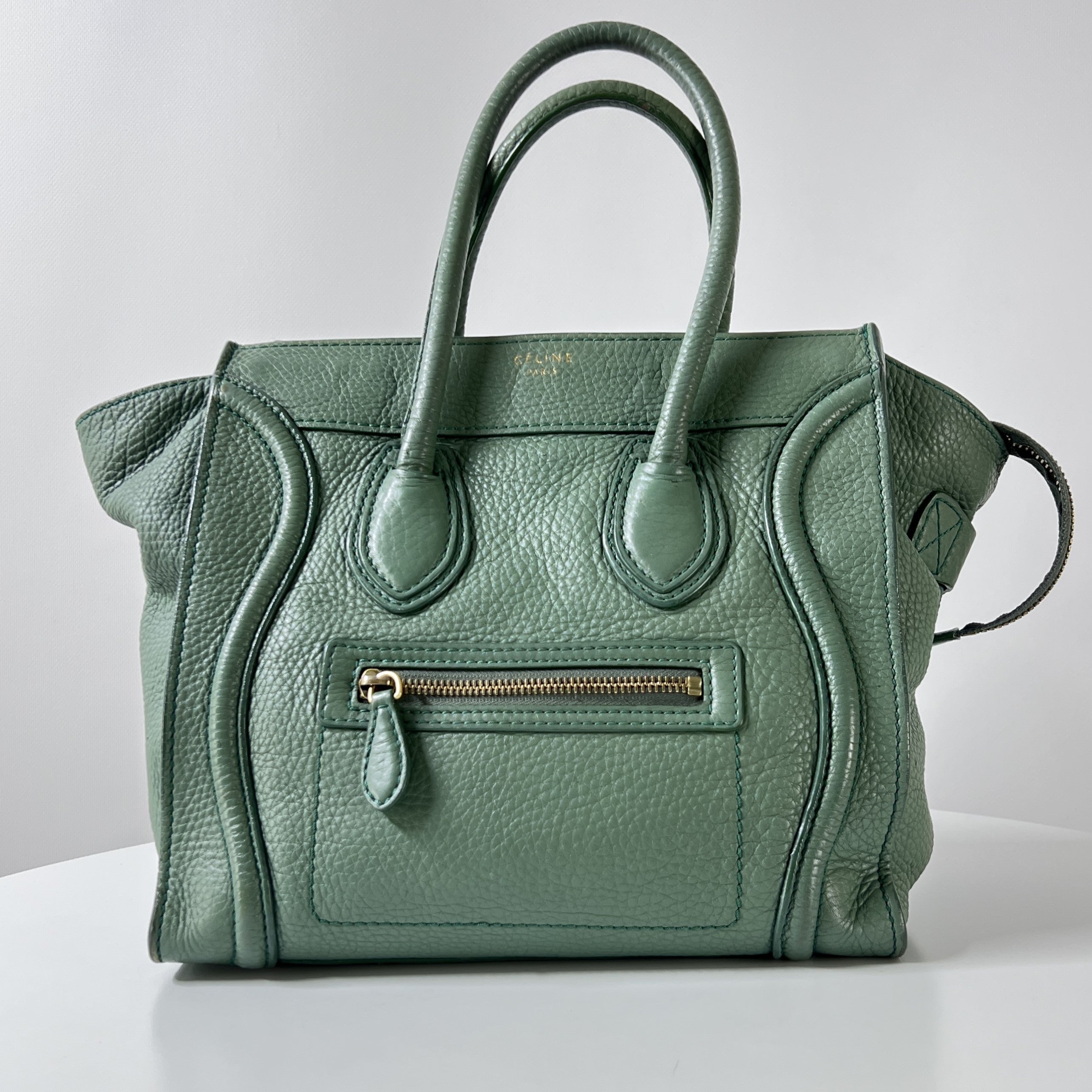 Sac à main CELINE Micro Luggage cuir vert