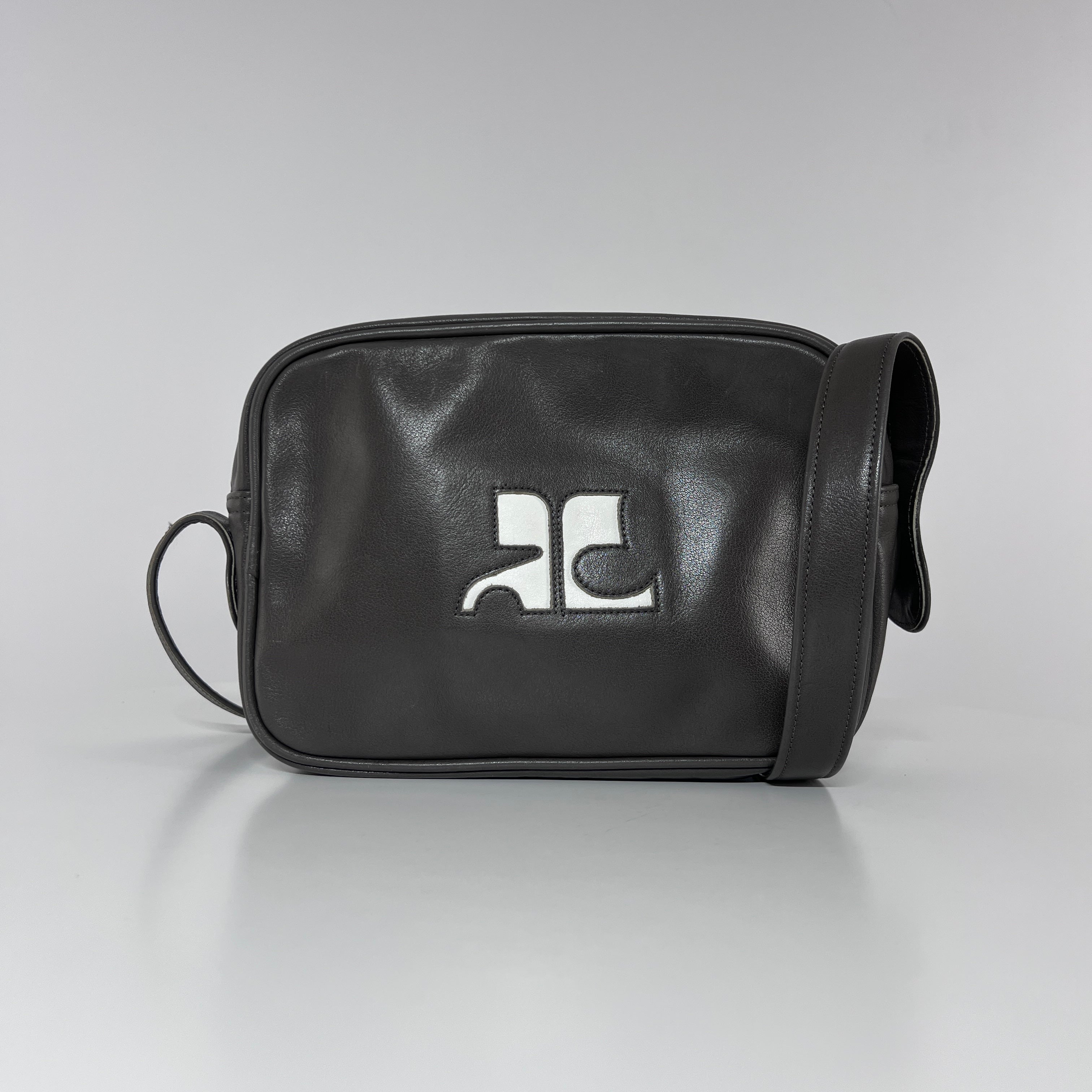 COURREGES Camera gray leather handbag