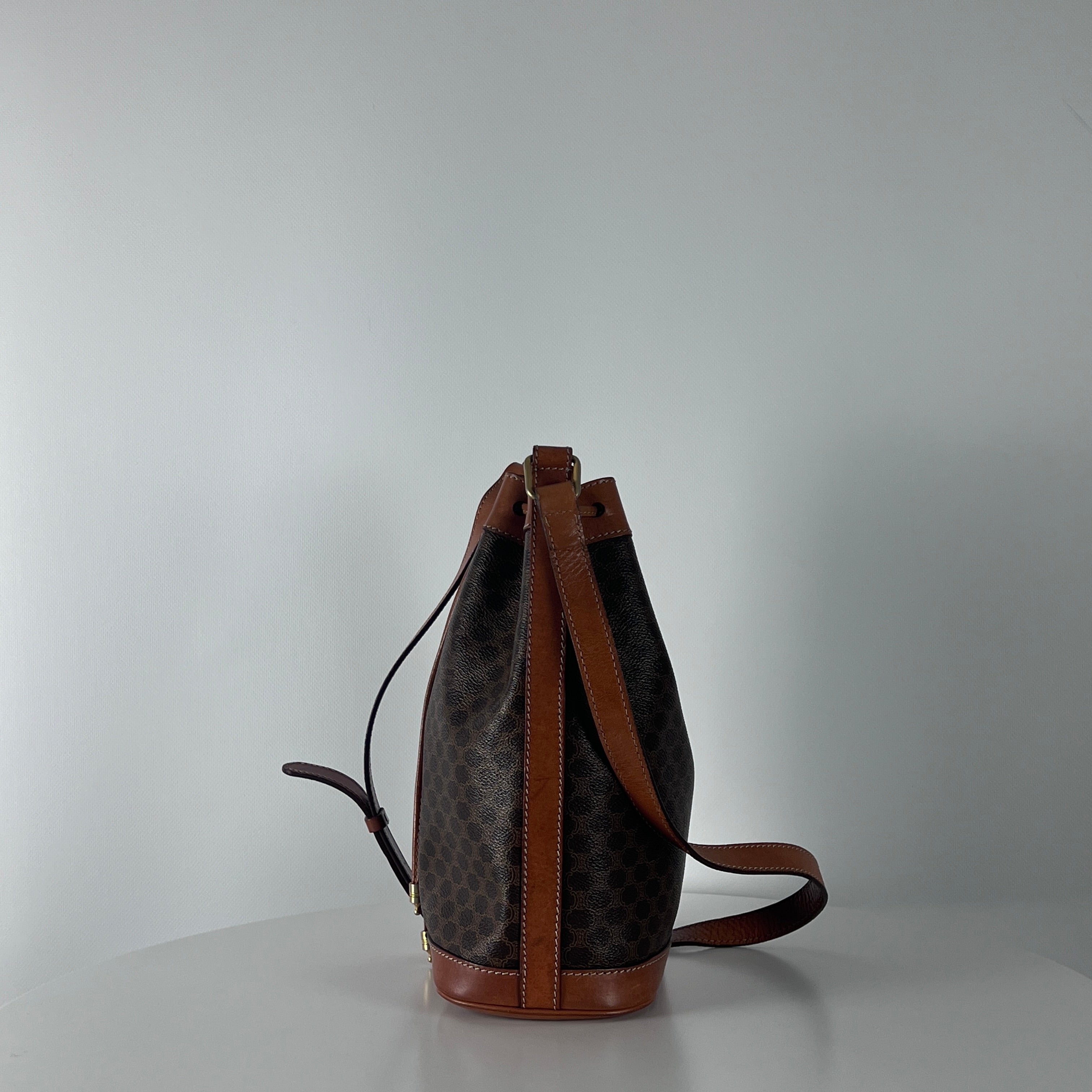 Sac à main CELINE Seau toile et cuir marron