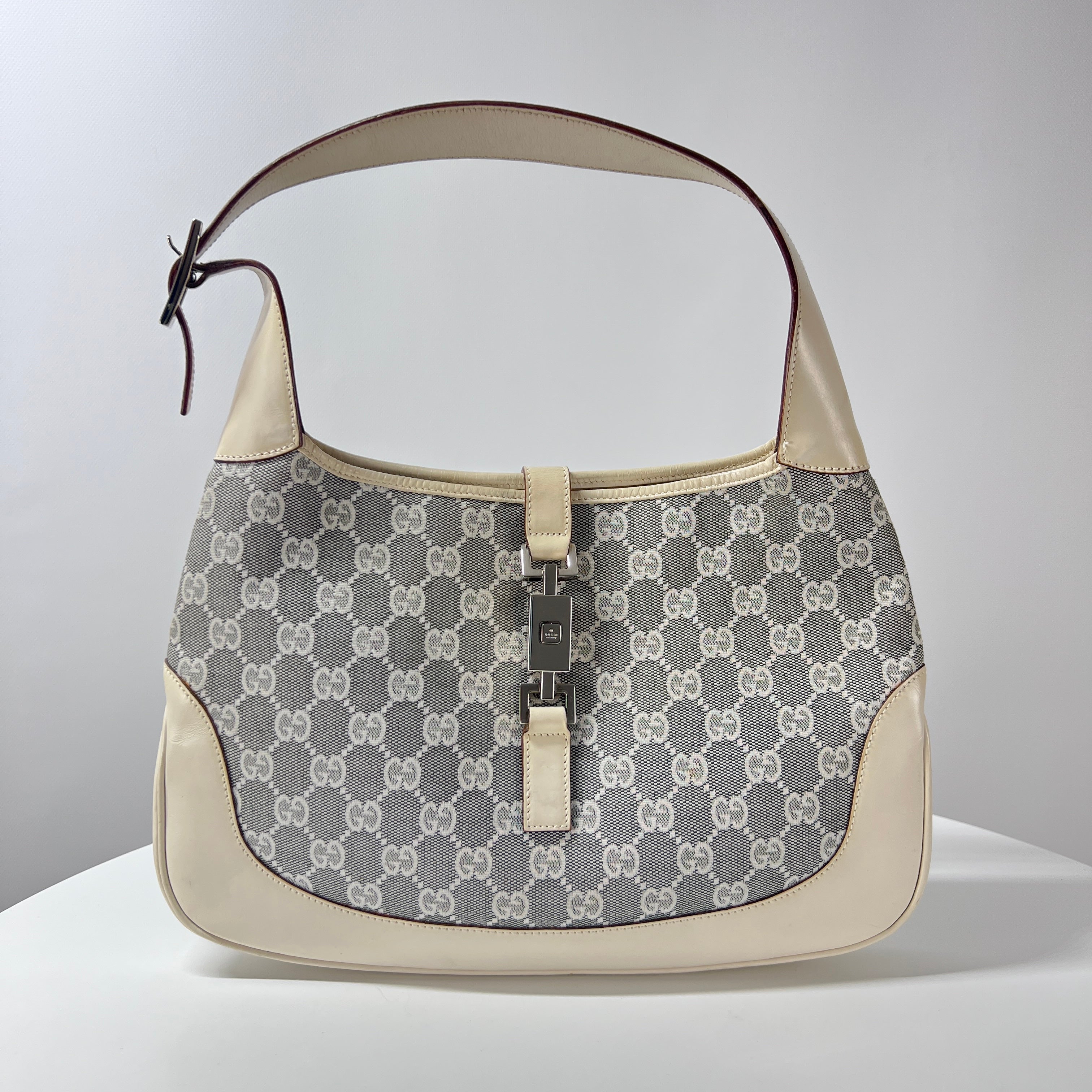 Sac à main GUCCI Jackie toile et cuir beige