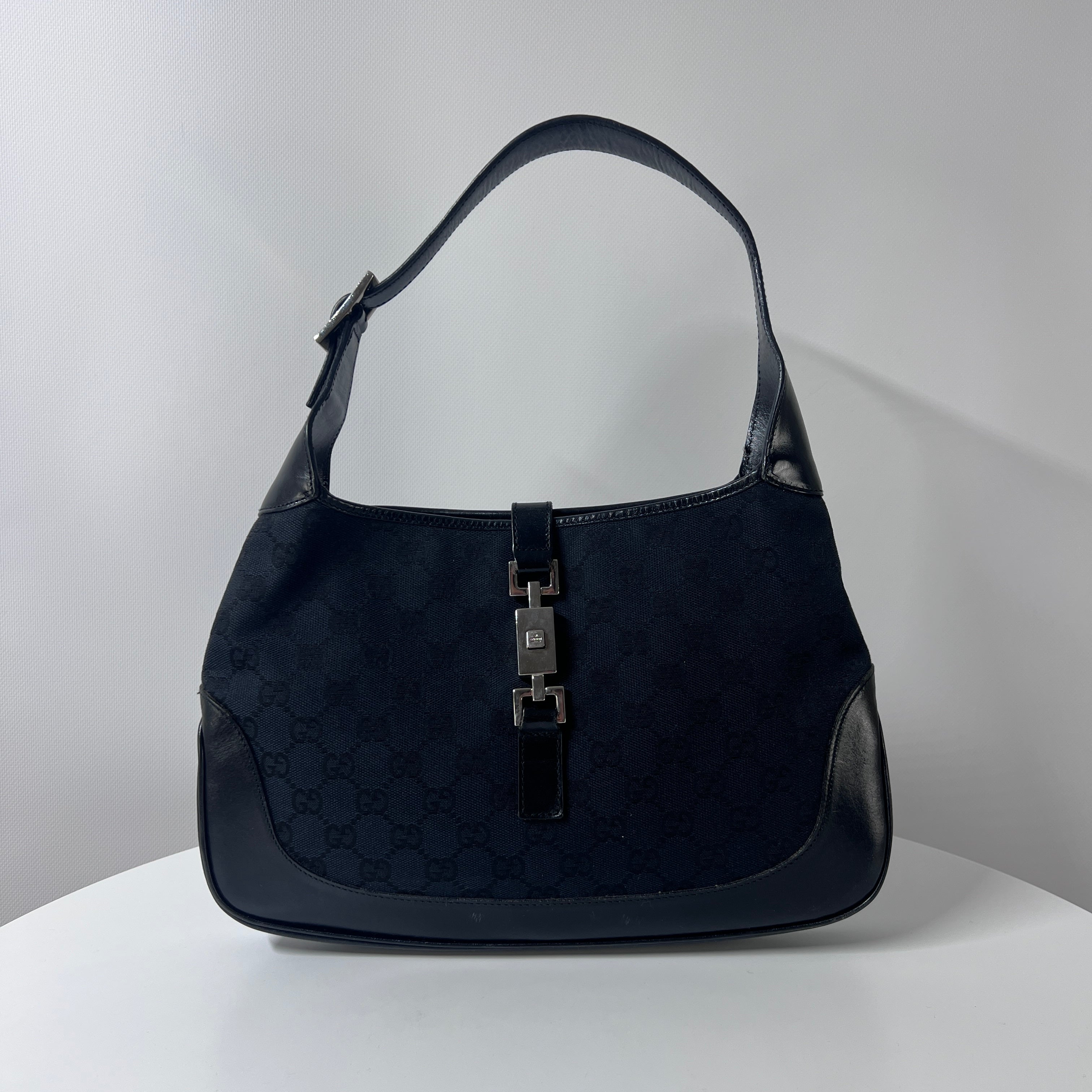 Sac à main GUCCI Jackie toile et cuir noir