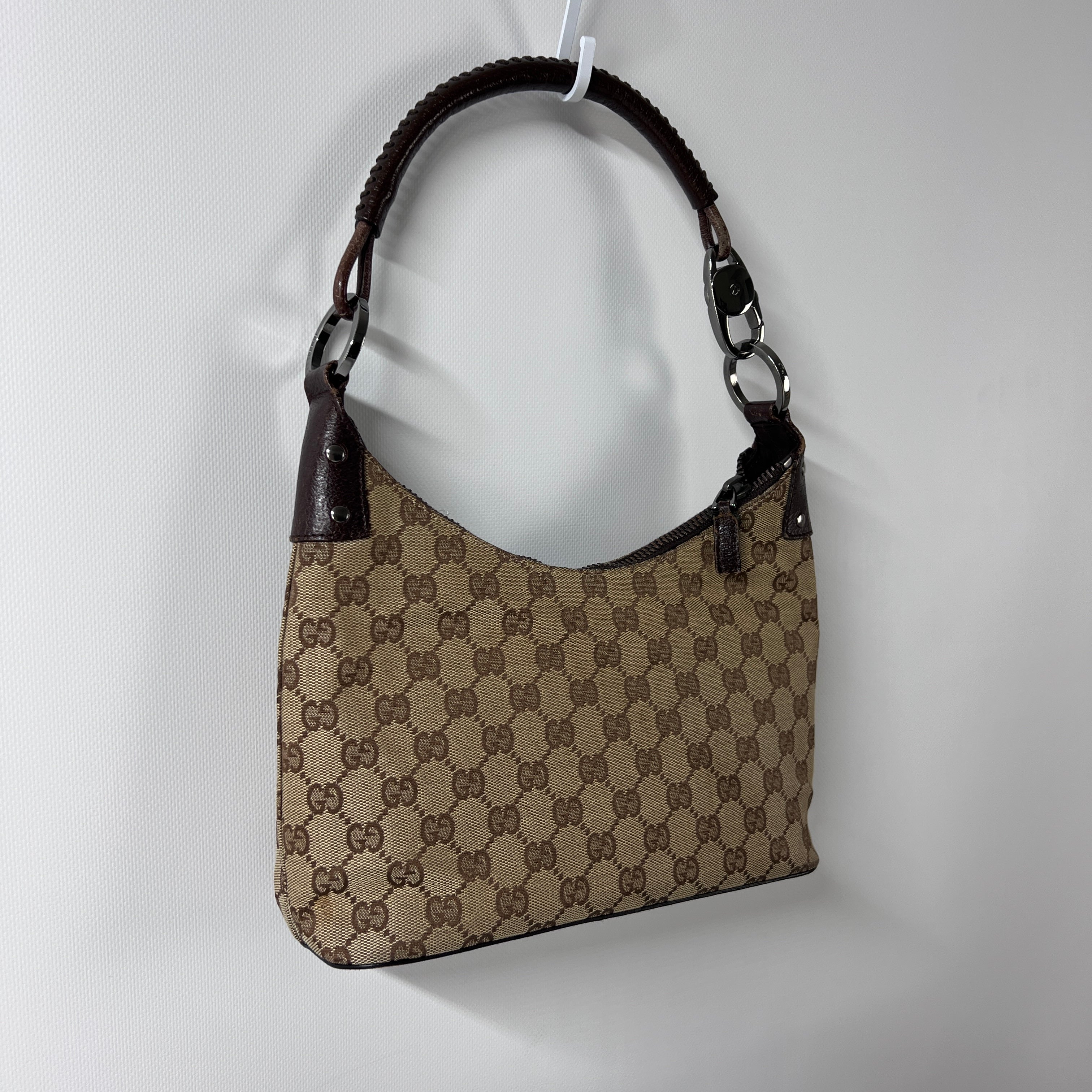 Sac à main GUCCI Hobo toile et cuir marron