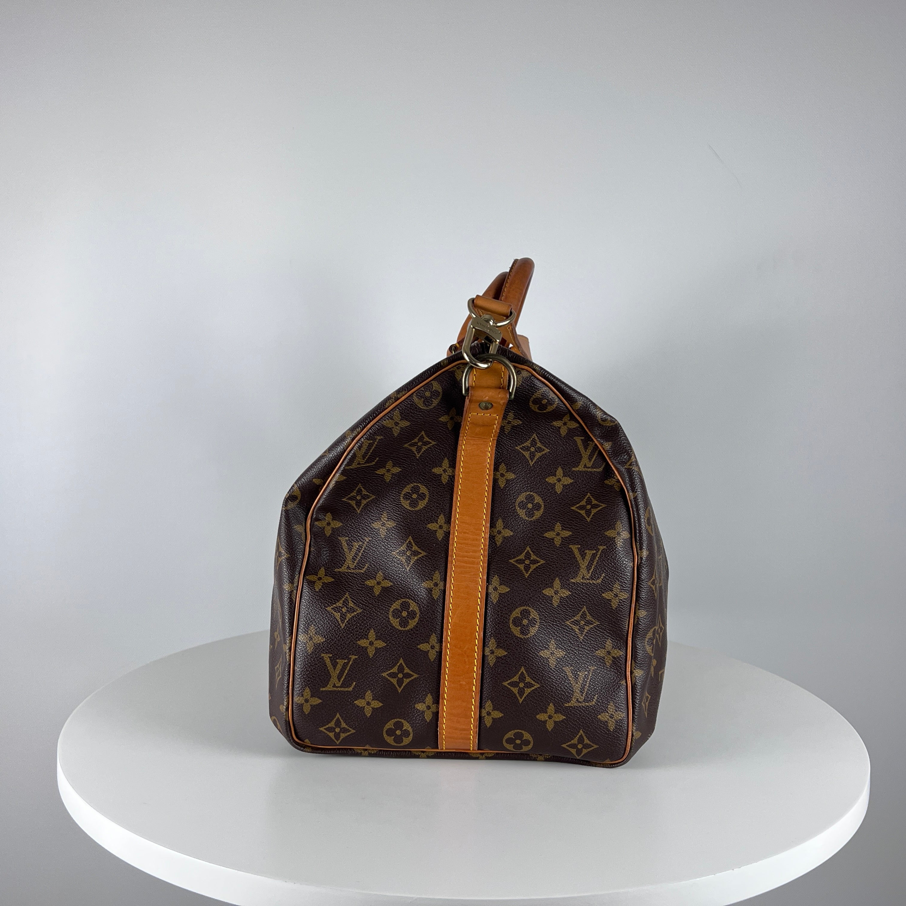 LOUIS VUITTON Keepall 50 canvas and brown leather handbag