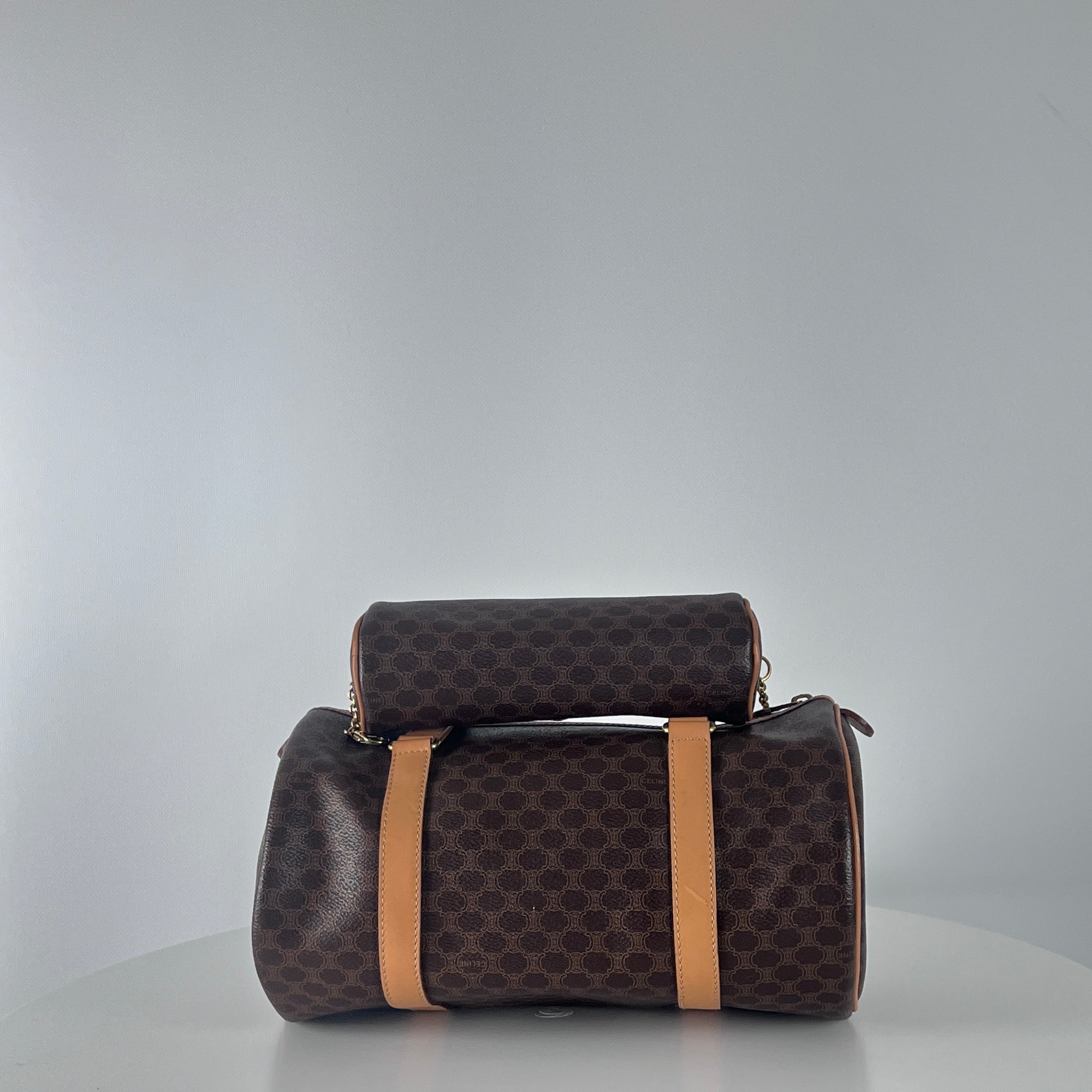 Sac à main CELINE Papillon toile et cuir marron