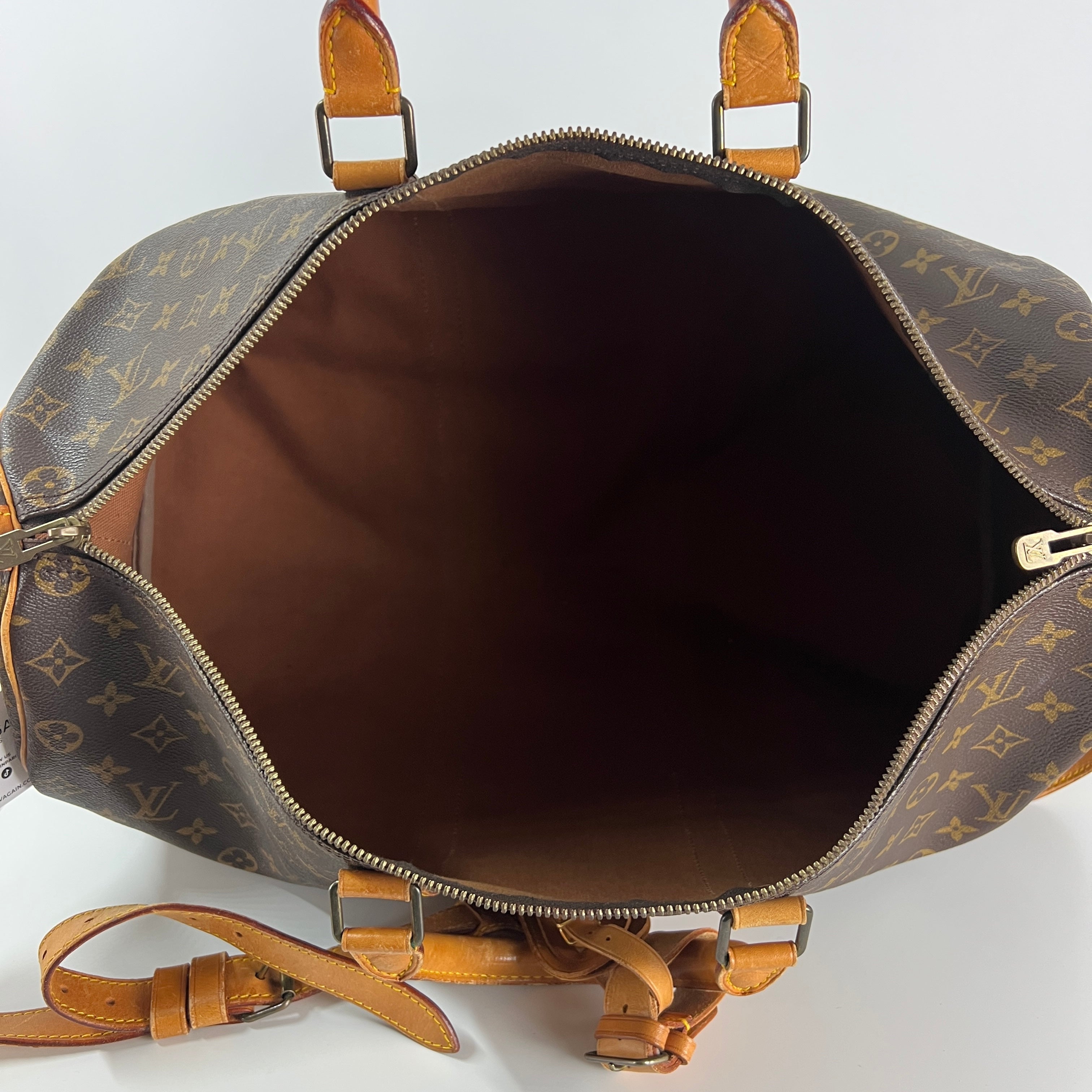 LOUIS VUITTON Keepall 50 canvas and brown leather handbag