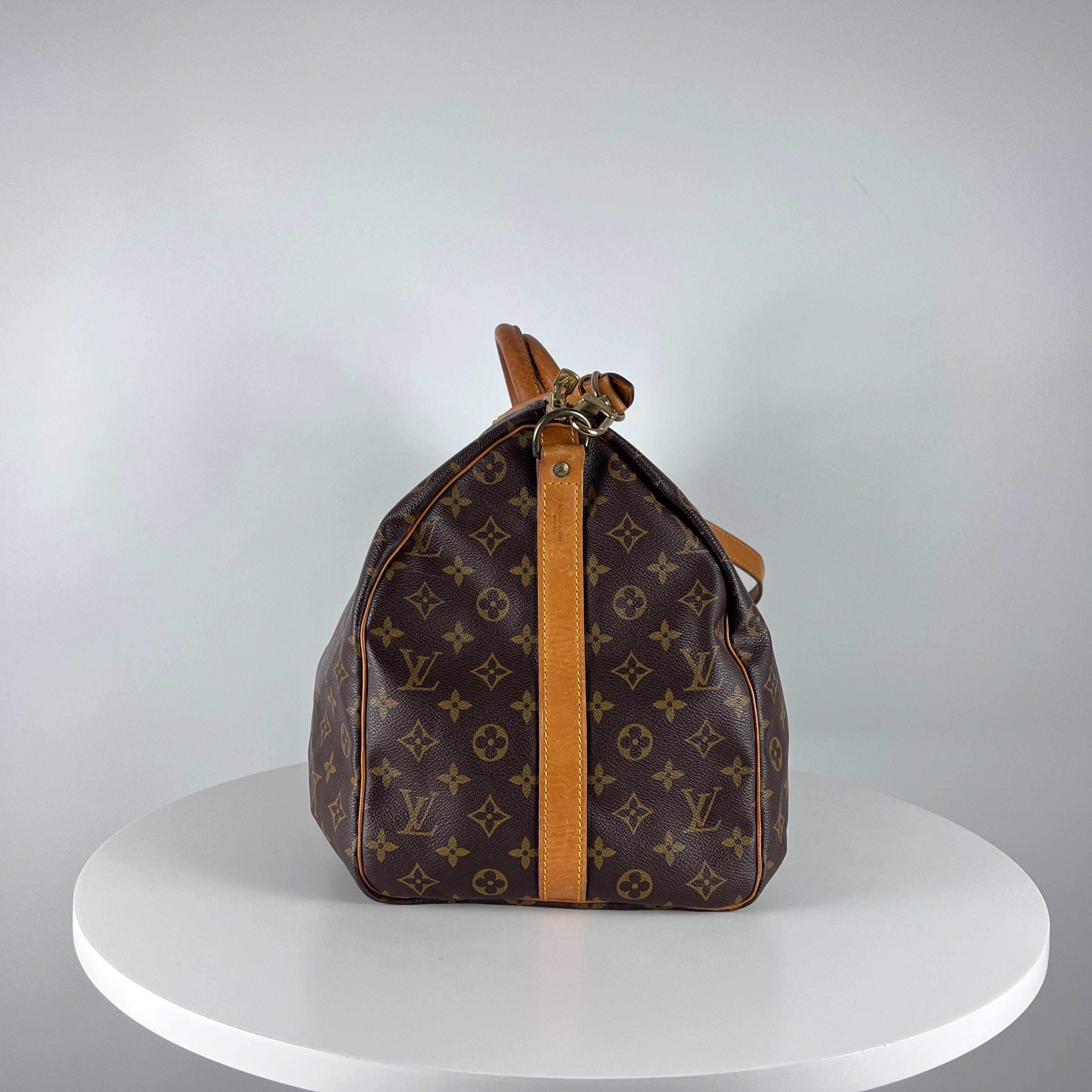 LOUIS VUITTON Keepall 50 canvas and brown leather handbag