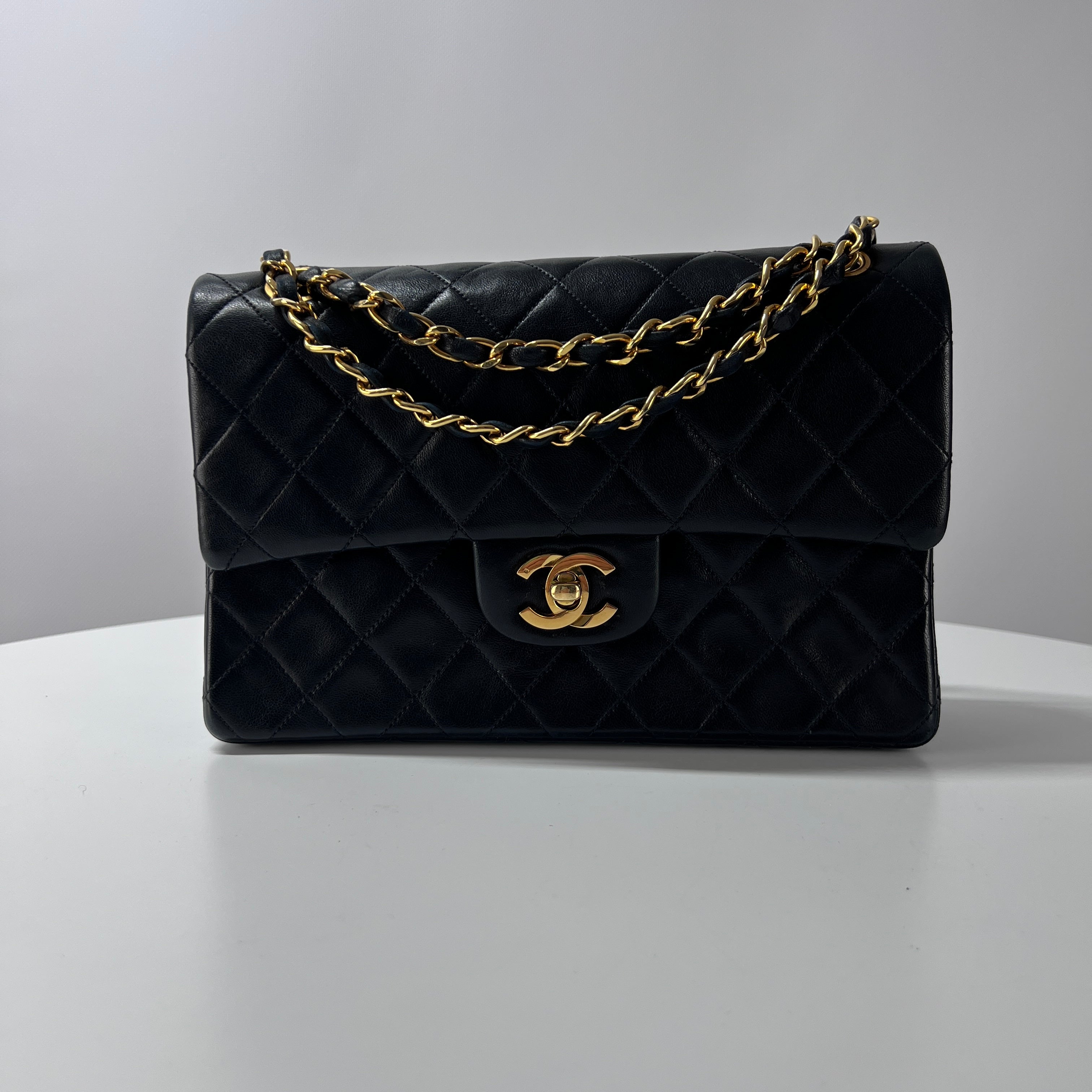 CHANEL Timeless Classic 23 Double Flap Black Leather Handbag