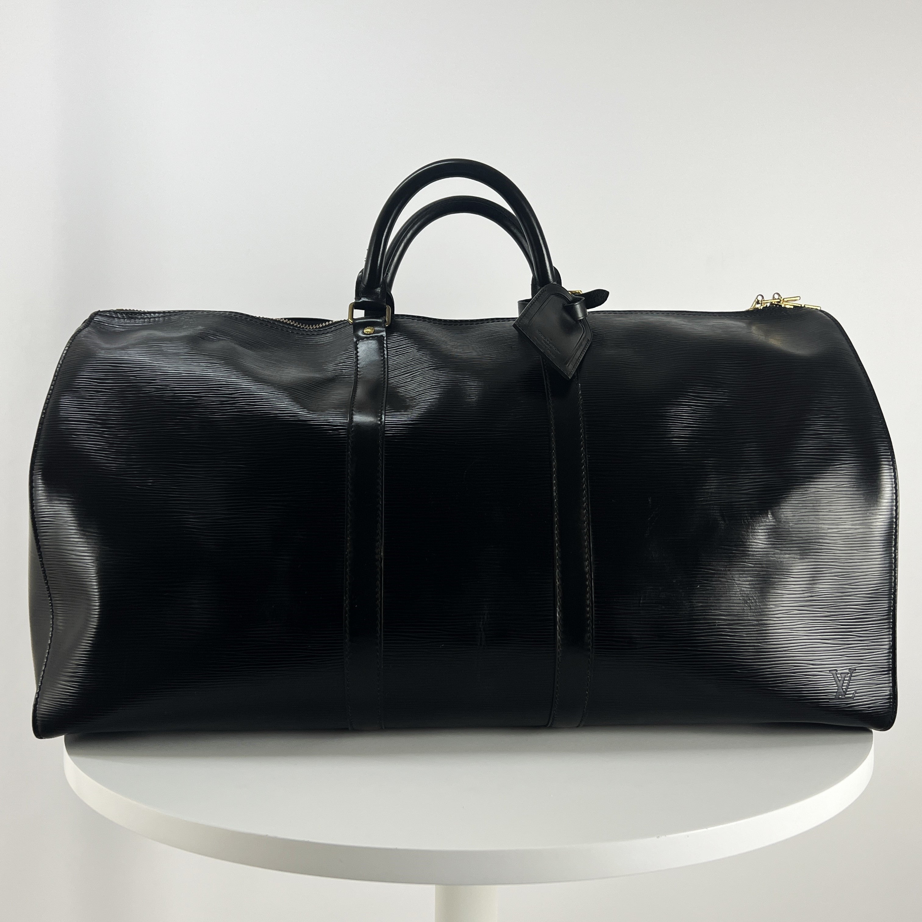 LOUIS VUITTON Keepall 55 black epi leather handbag