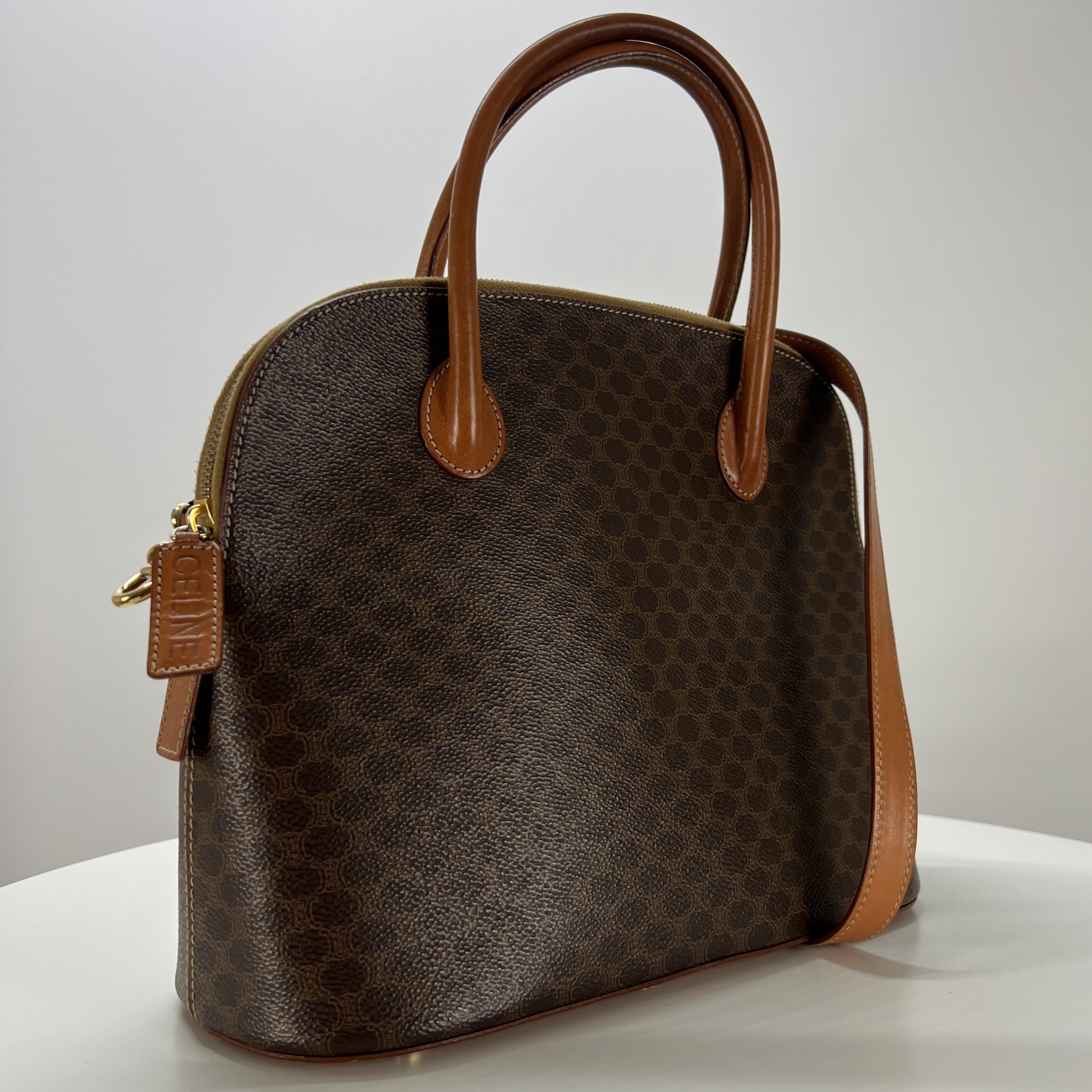 Sac à main CELINE toile et cuir marron