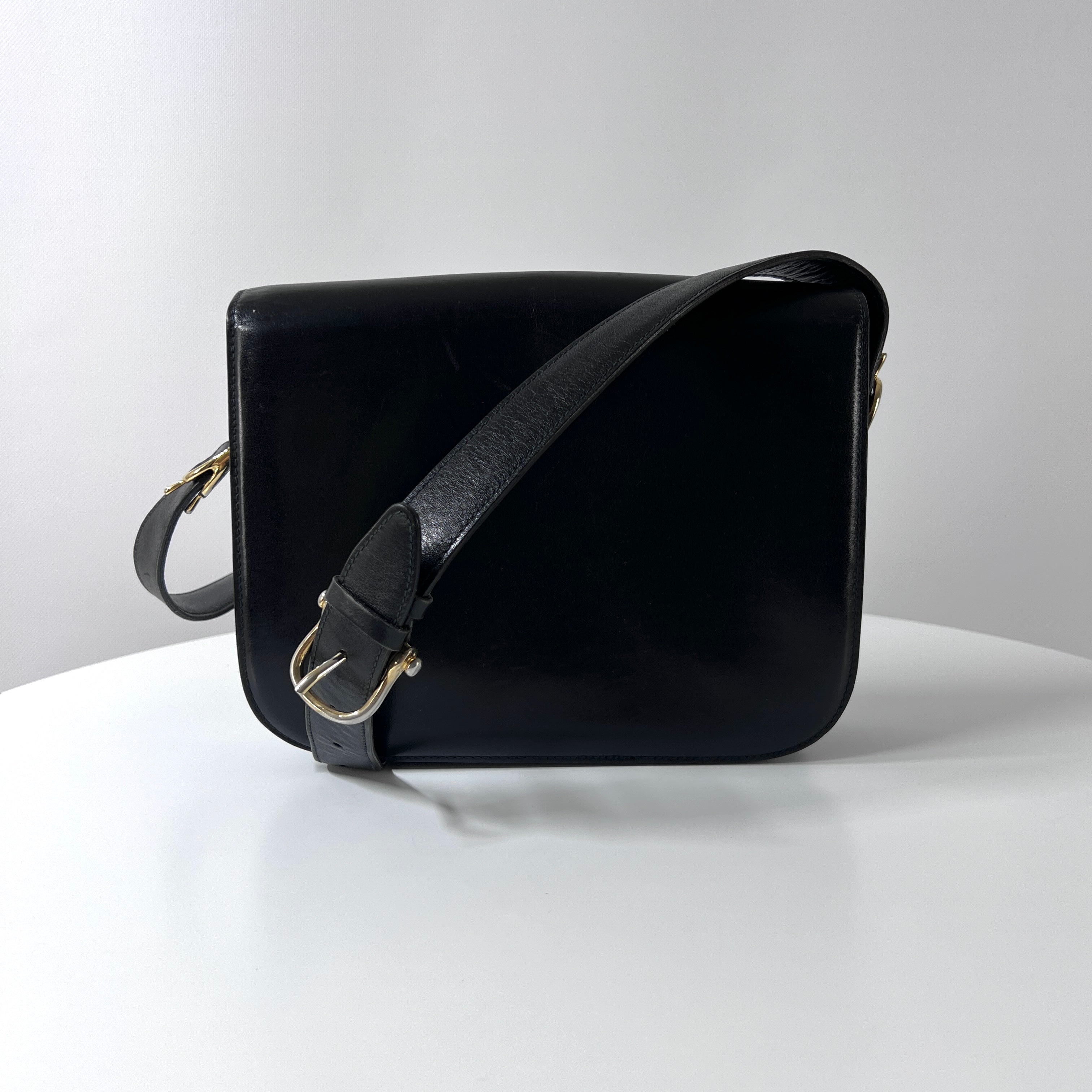 CELINE Triomphe black leather handbag