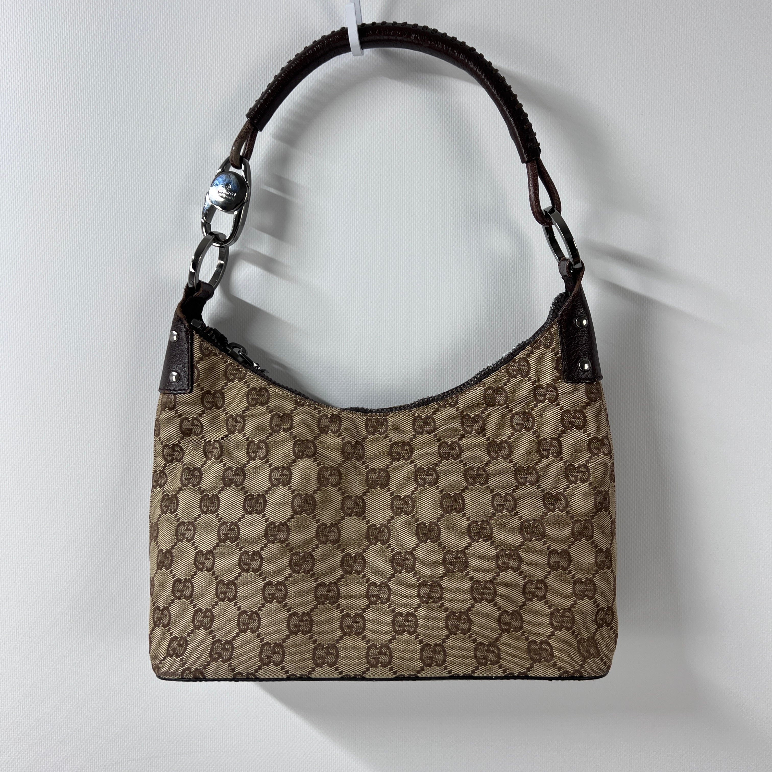 Sac à main GUCCI Hobo toile et cuir marron