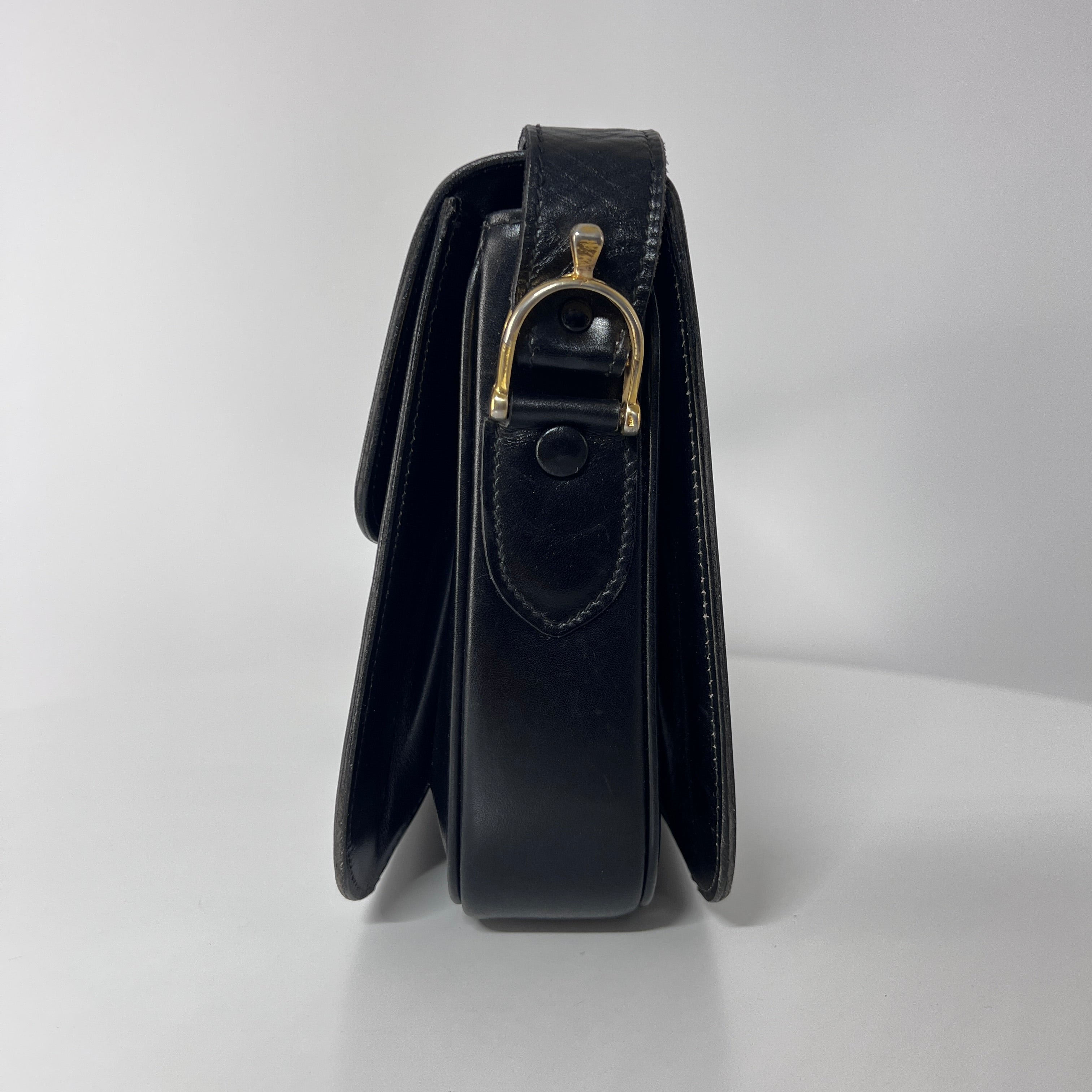 CELINE Triomphe black leather handbag