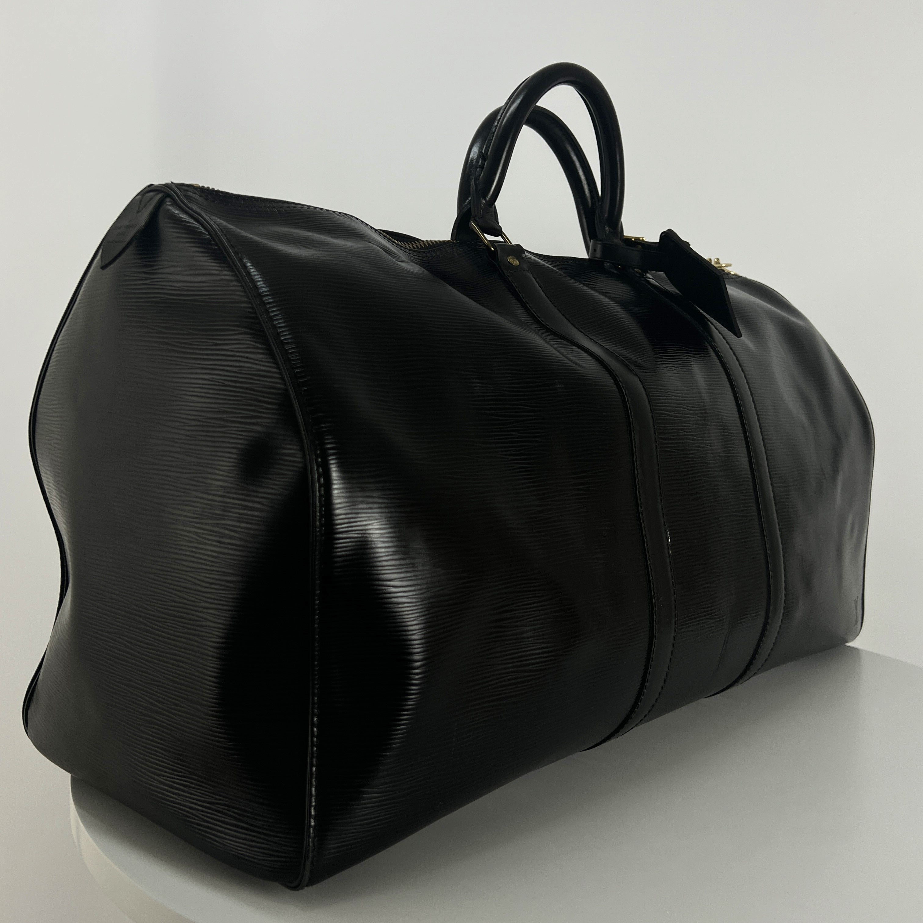 LOUIS VUITTON Keepall 55 black epi leather handbag