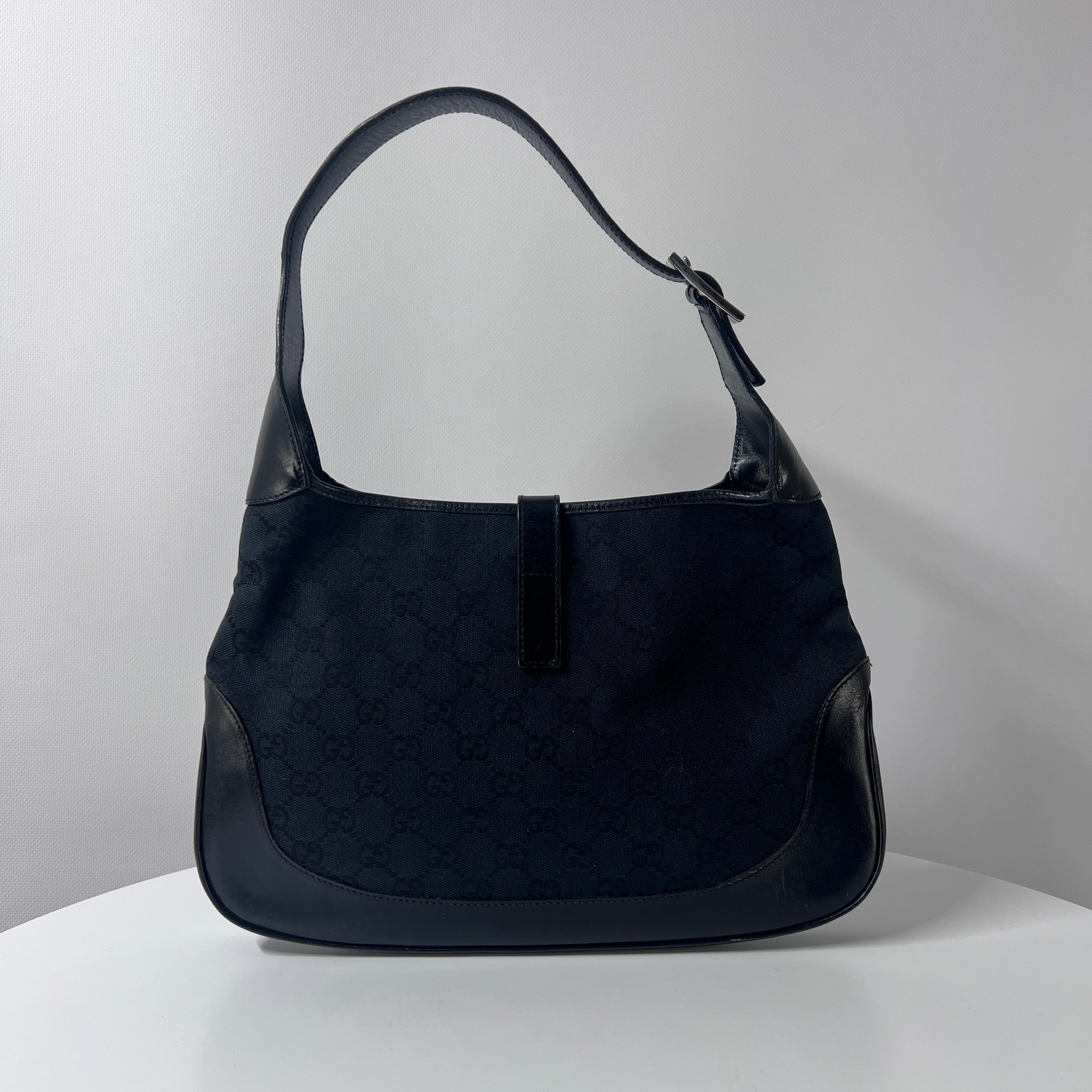 Sac à main GUCCI Jackie toile et cuir noir