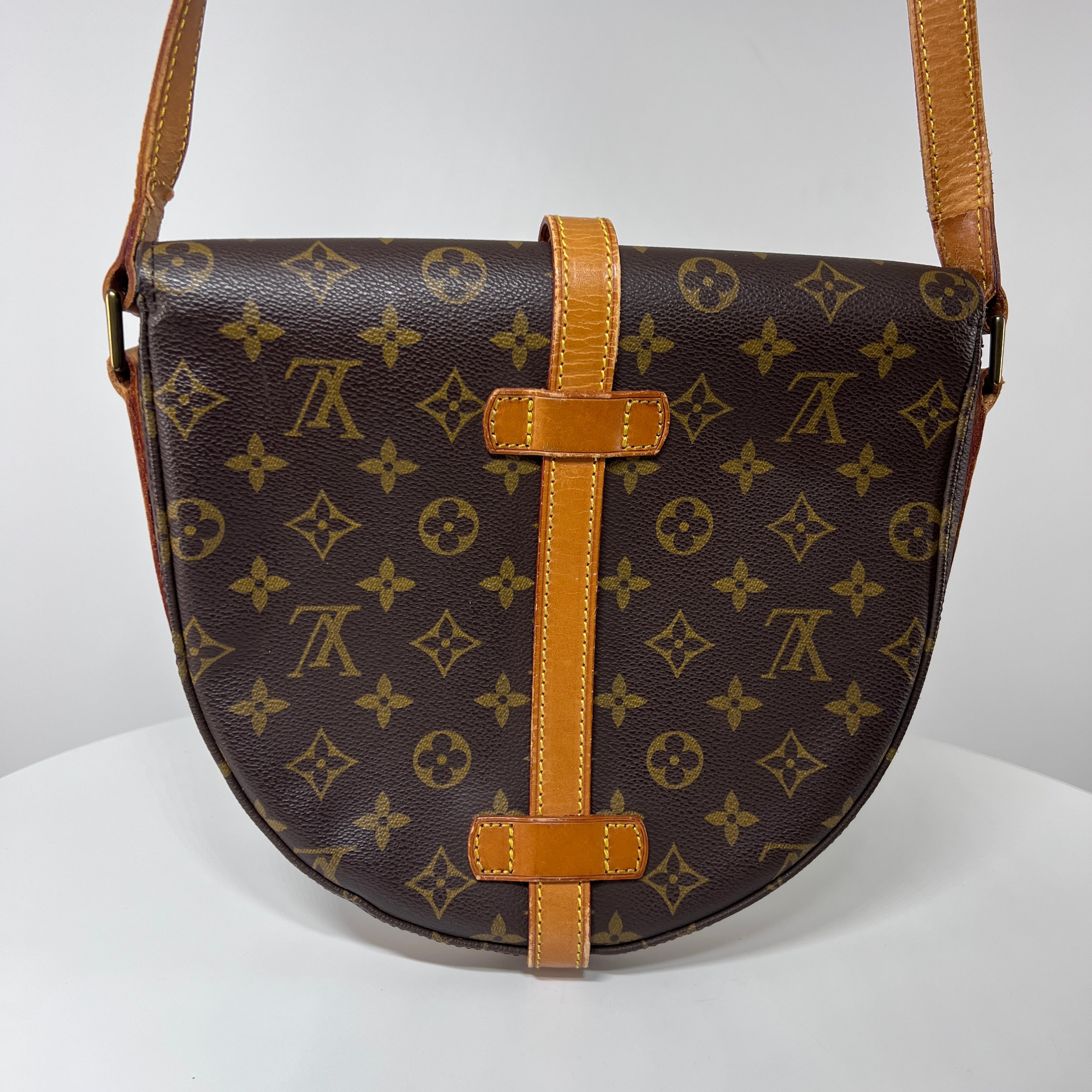 Sac à main LOUIS VUITTON Chantilly toile et cuir marron