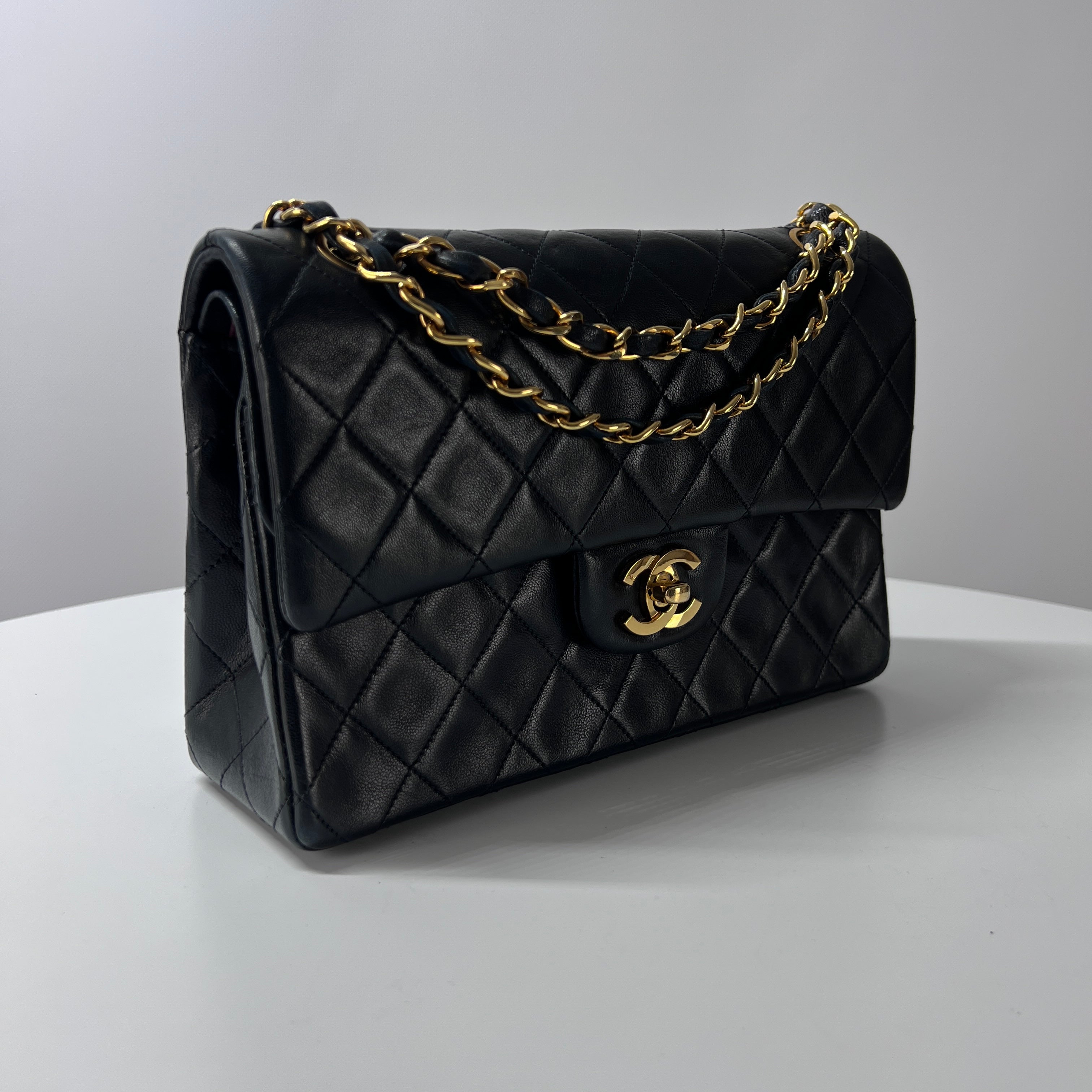 CHANEL Timeless Classic 23 Double Flap Black Leather Handbag