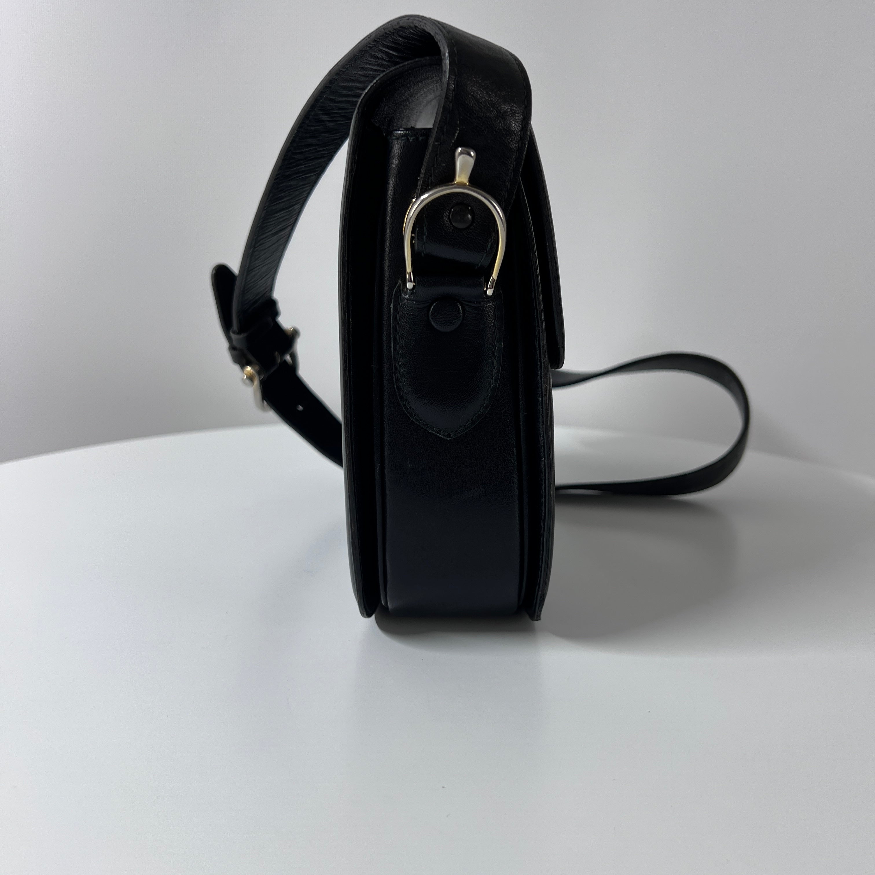 CELINE Triomphe black leather handbag