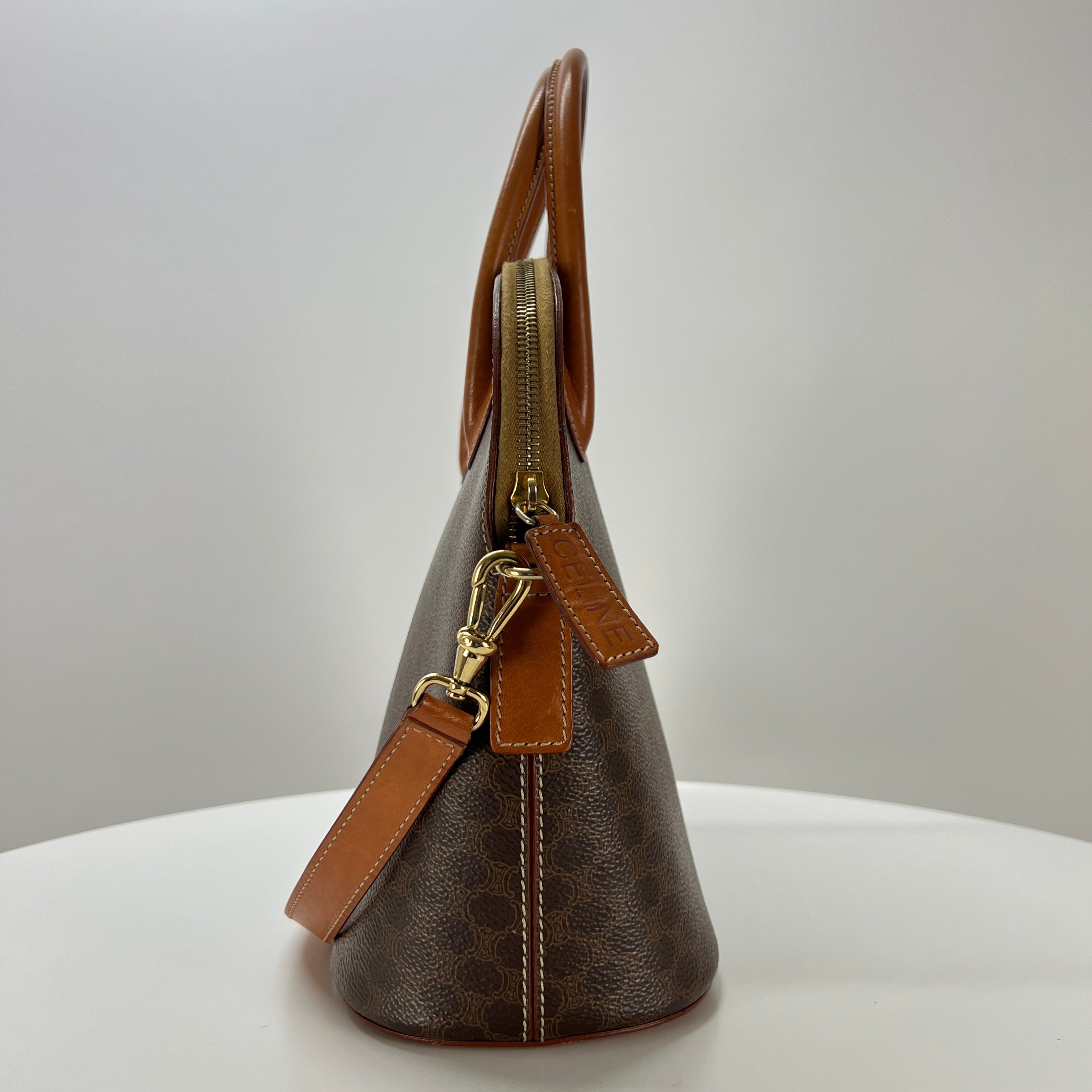 Sac à main CELINE toile et cuir marron