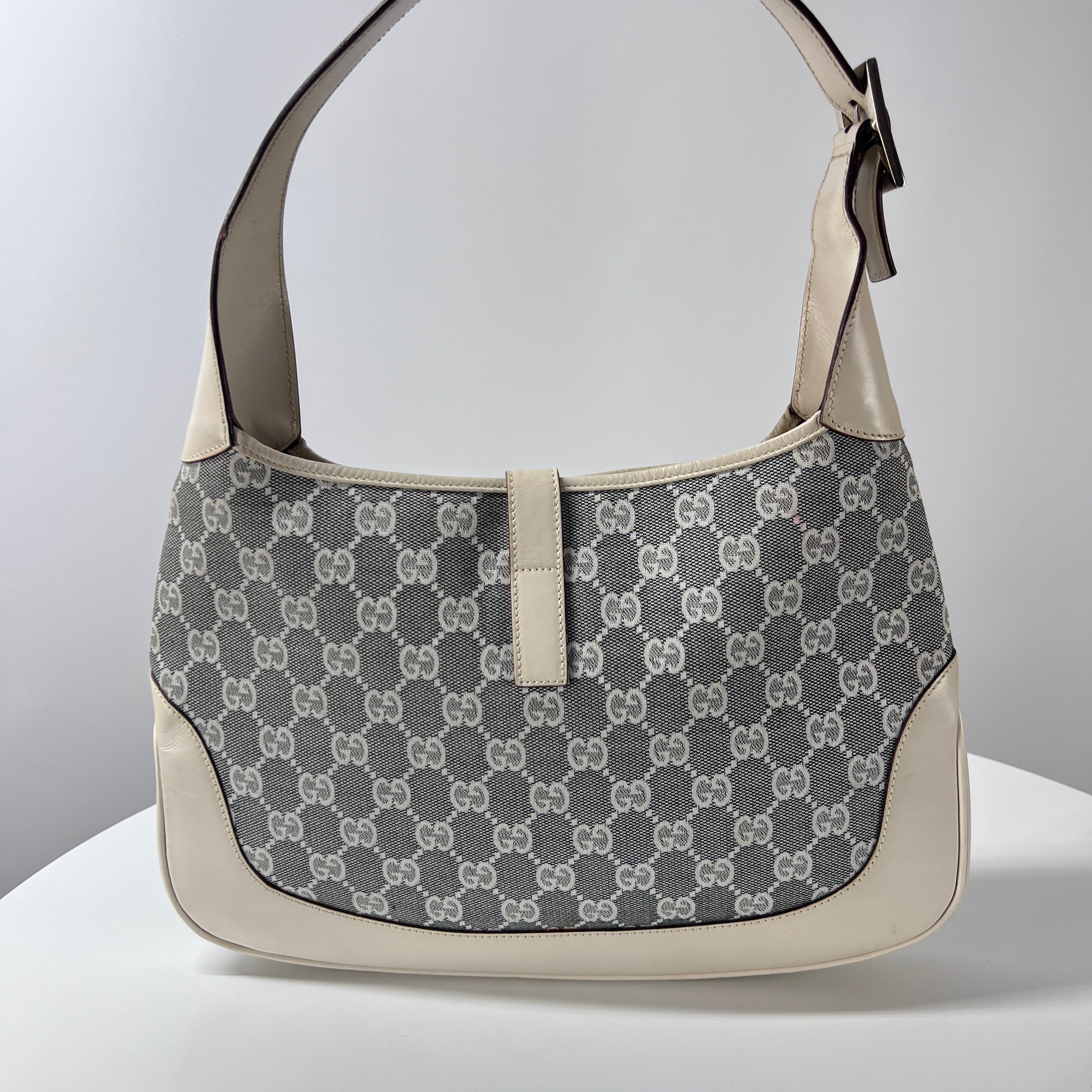 Sac à main GUCCI Jackie toile et cuir beige