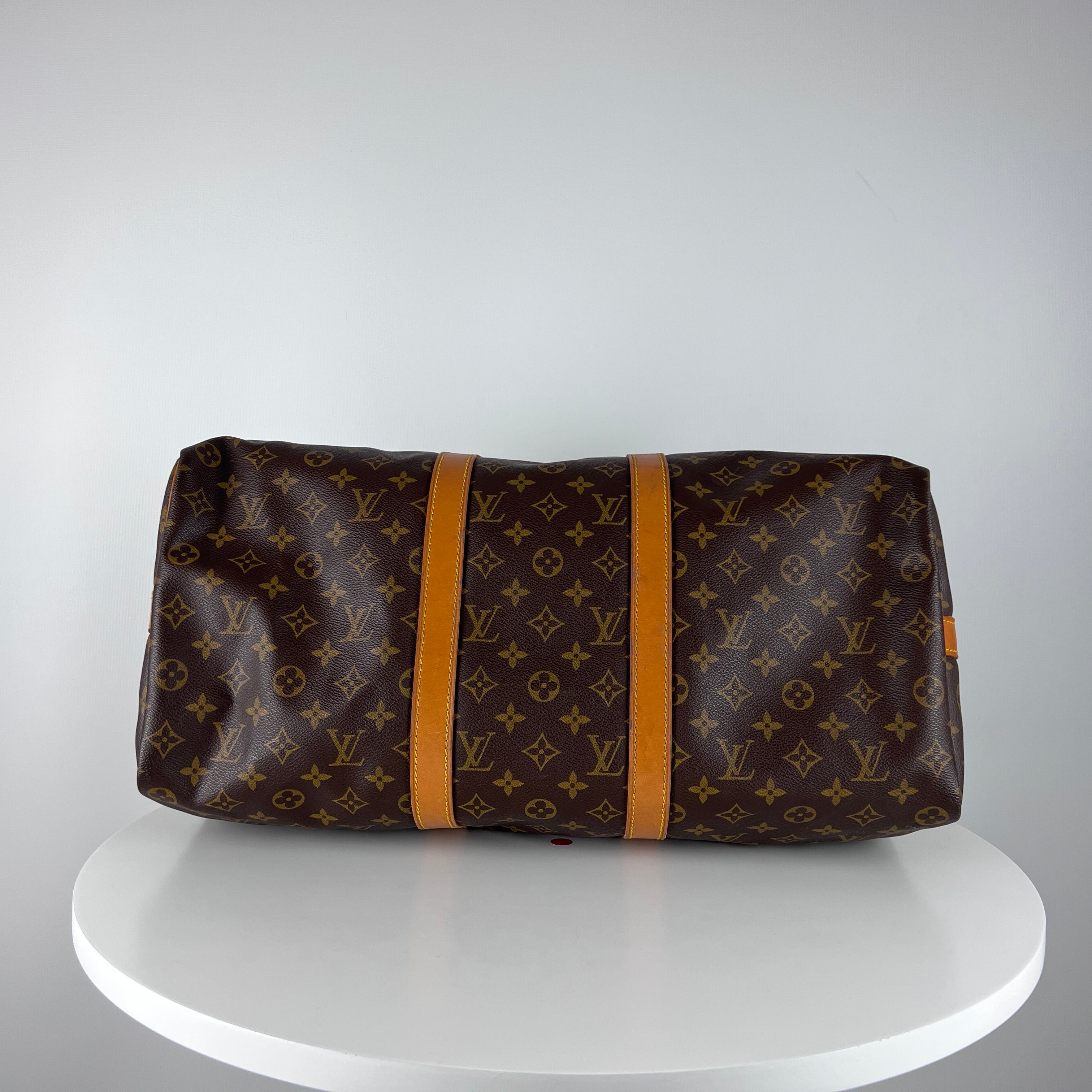 LOUIS VUITTON Keepall 50 canvas and brown leather handbag